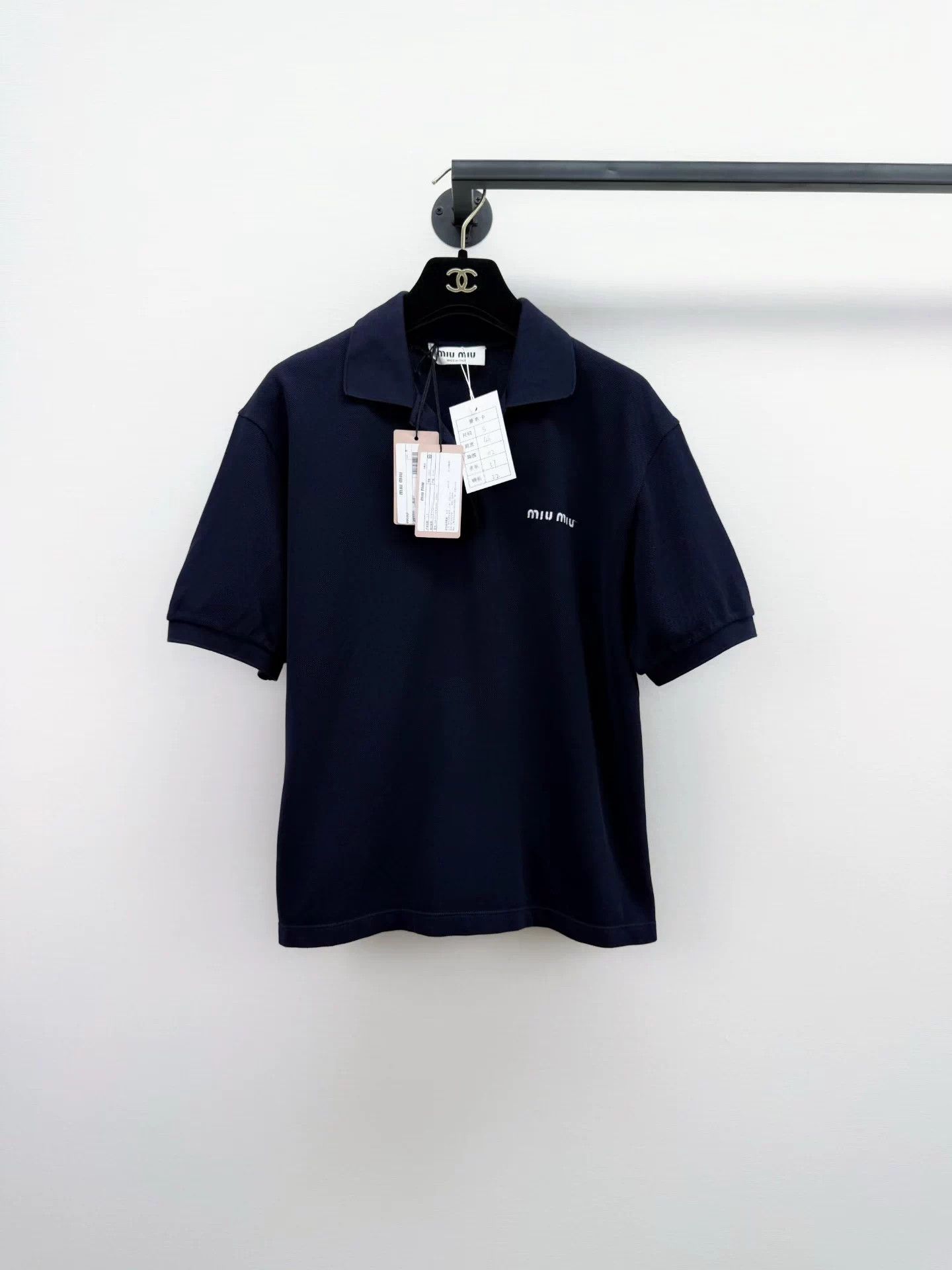 Miu Miu MIU MIU New With Tags Letter Embroidered Polo S Size S / US 4 / IT 40 - 1 Thumbnail