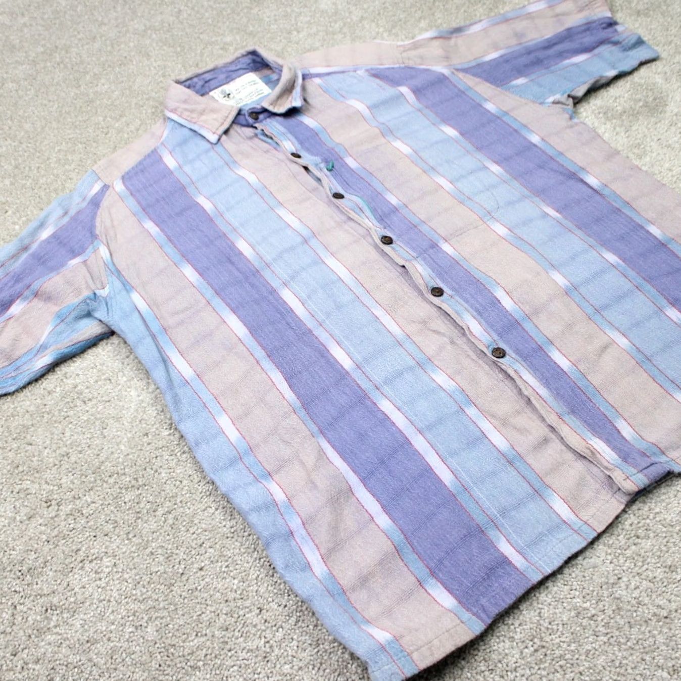 Vintage Freak n Chic Shirt Mens 2XL 2XL Blue/Purple/Beige 100% Woven Cotton Long Sleeve Striped Button-Up Casual Formal Workwear 90s Mens Size US XXL / EU 58 / 5 - 5 Thumbnail