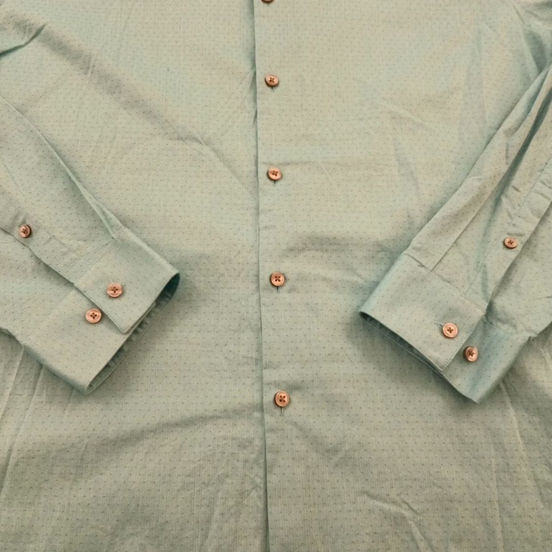 Calvin Klein Calvin Klein Shirt Mens XL Slim Blue Polka Dot Long Sleeve Button Up Stretch Size US XL / EU 56 / 4 - 3 Thumbnail