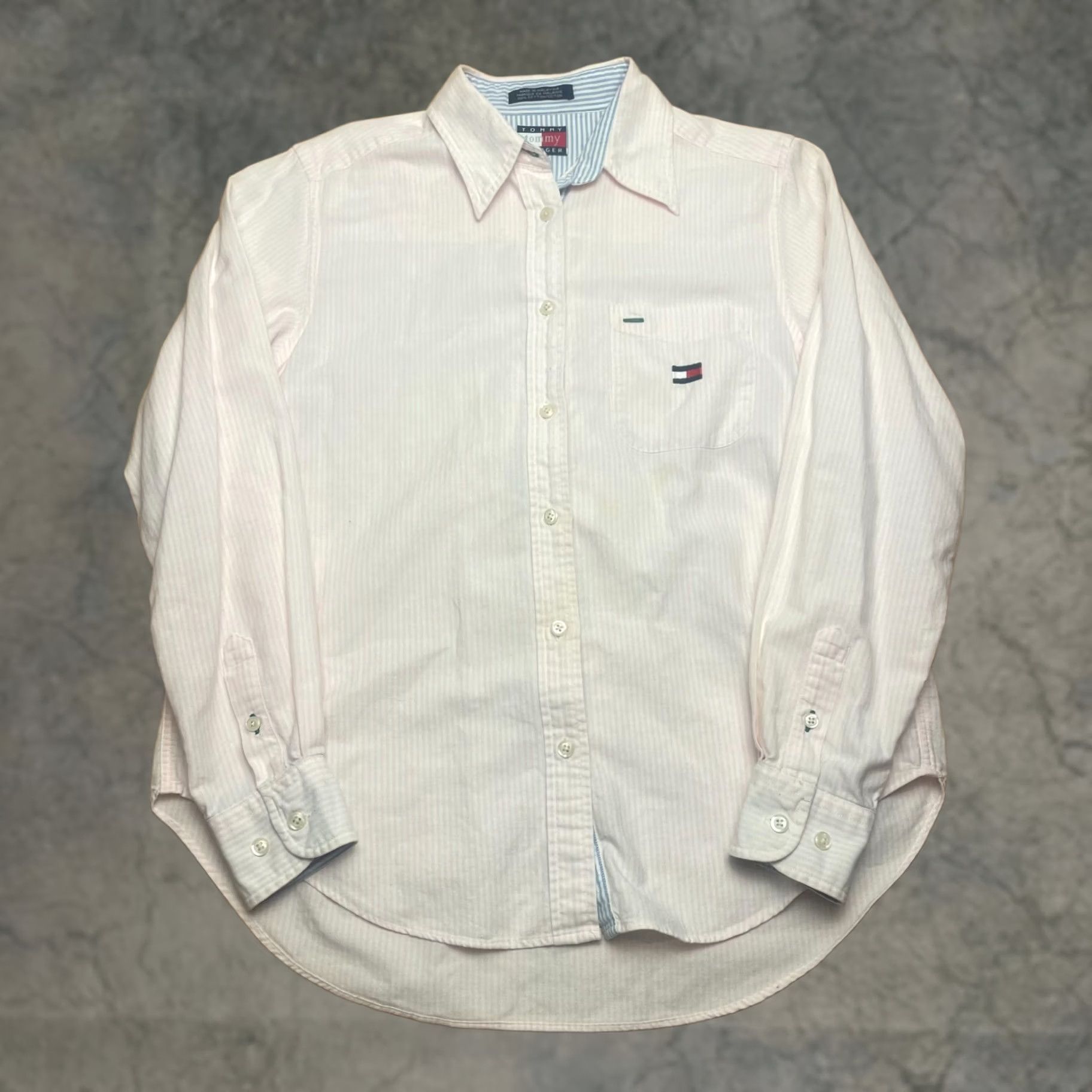 Tommy Hilfiger VINTAGE Tommy Hilfiger Shirt Medium Pink and White Striped Long Sleeve Y2K Men Size US M / EU 48-50 / 2 - 1 Thumbnail