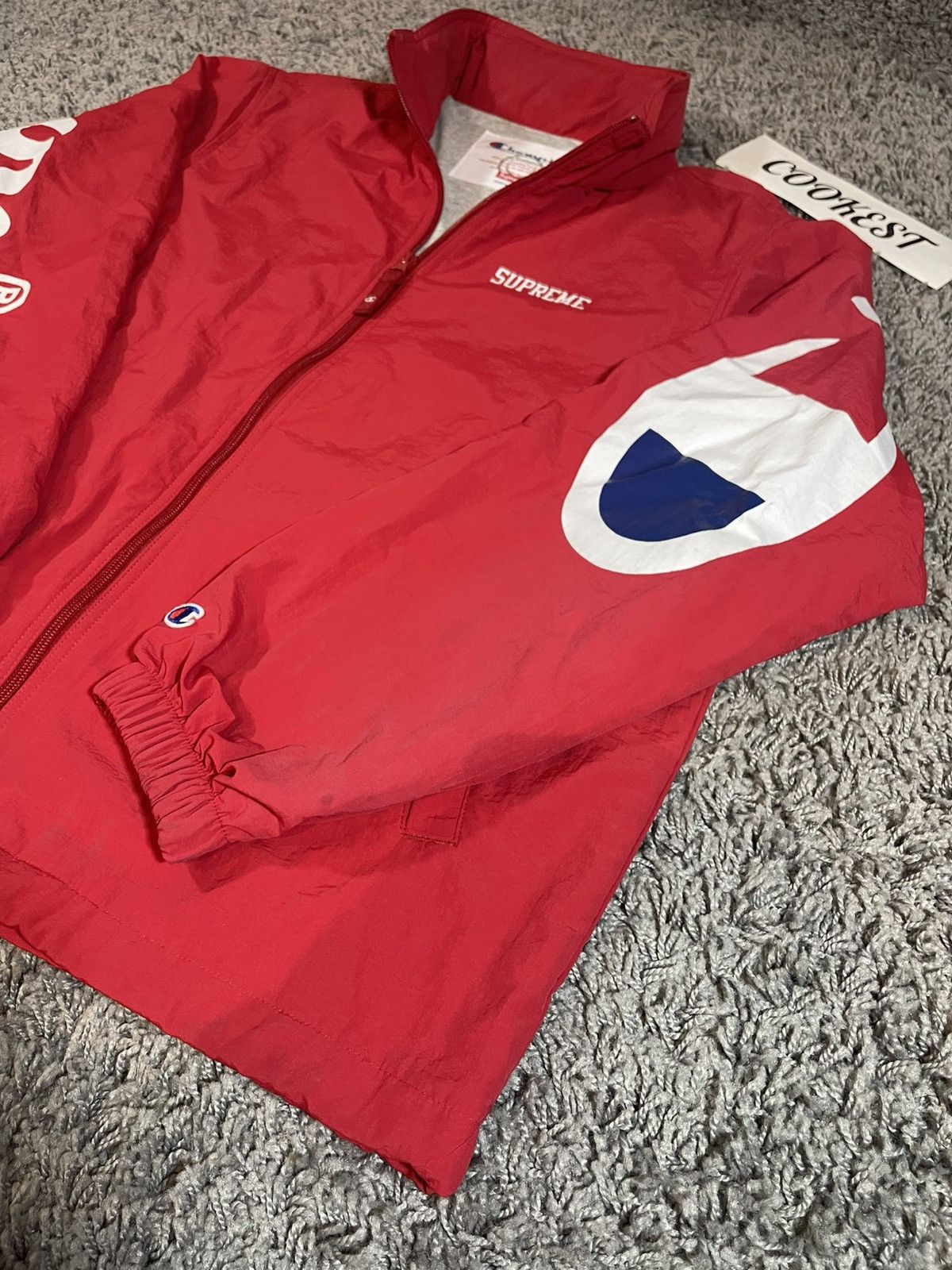 Champion × Supreme 2018SS Supreme Champion Track Hooded Jacket Red Size US M / EU 48-50 / 2 - 5 Thumbnail