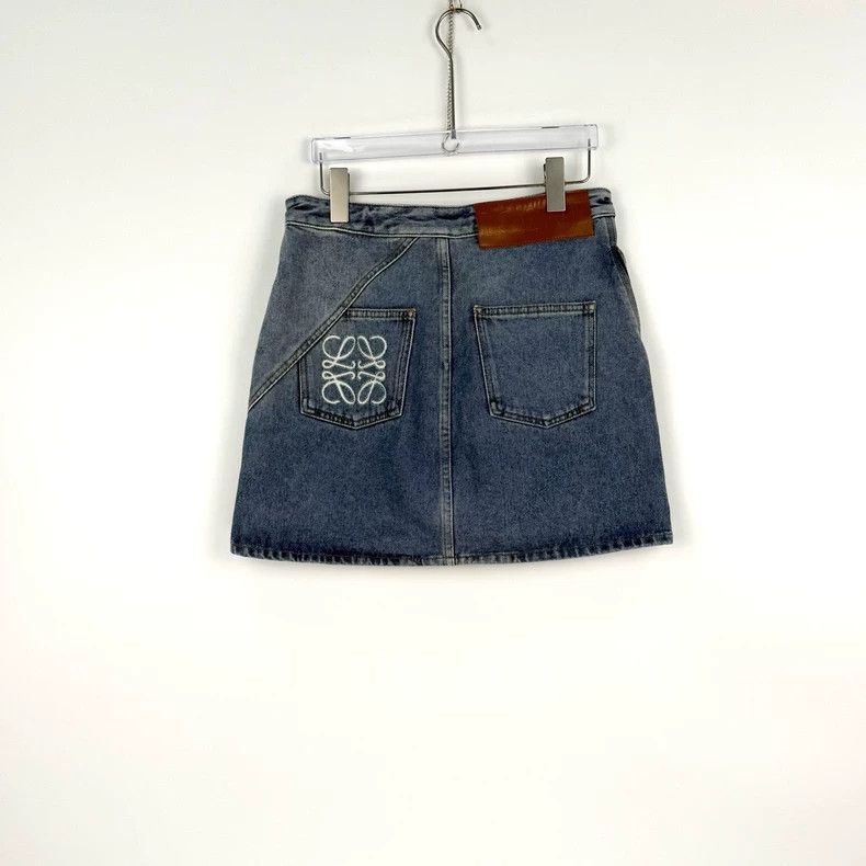 Loewe Loewe Washed blue leather label denim skirt Size 25" / US 0 / IT 36 - 4 Thumbnail