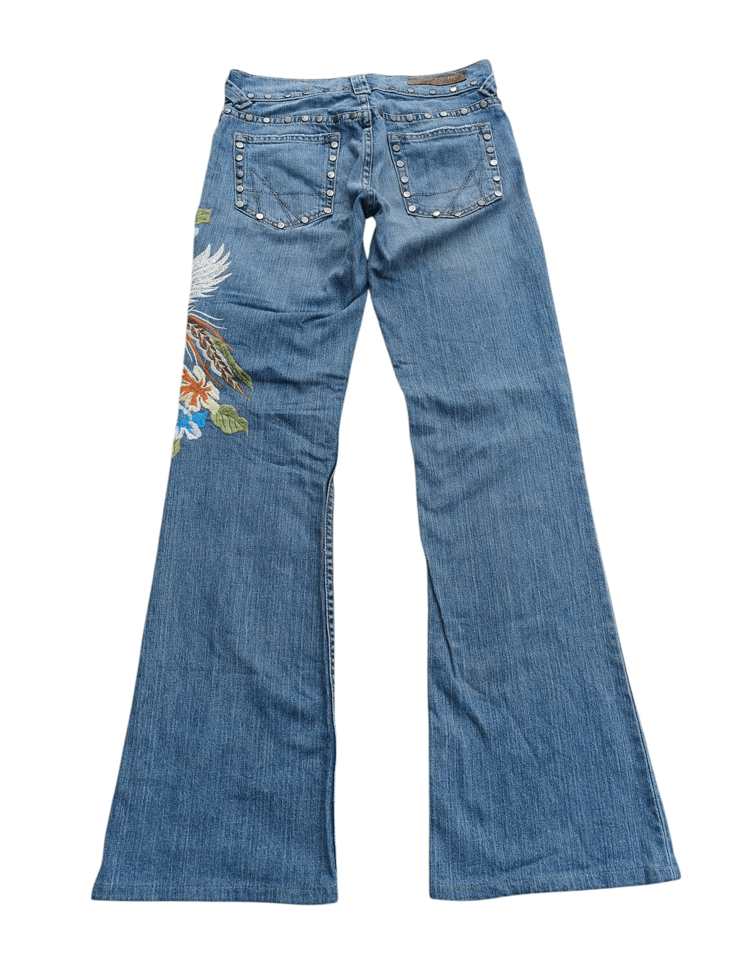 Other FLARED Allen B. Distresed Embroidered Rare Design Jeans E233 Size 26" / US 2 / IT 38 - 8 Thumbnail