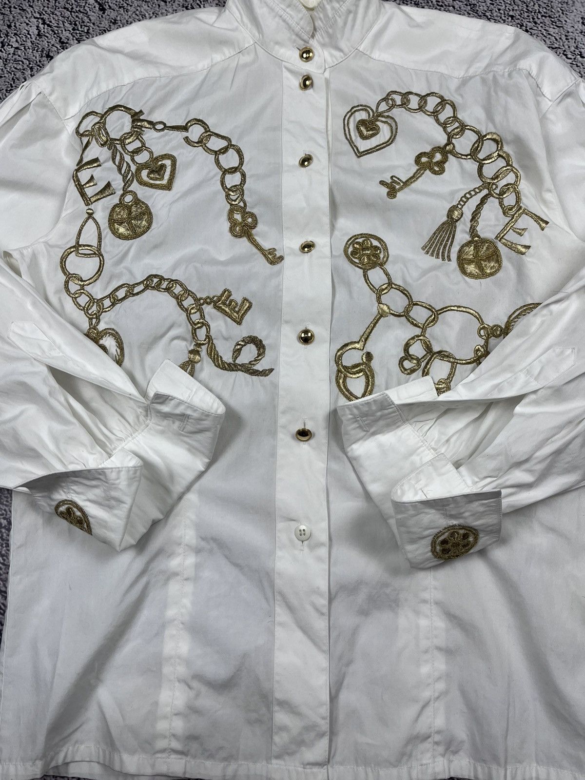 Escada Vintage Escada by Margaretha Ley Gold Embroidered Blouse Size XS / US 0-2 / IT 36-38 - 6 Thumbnail