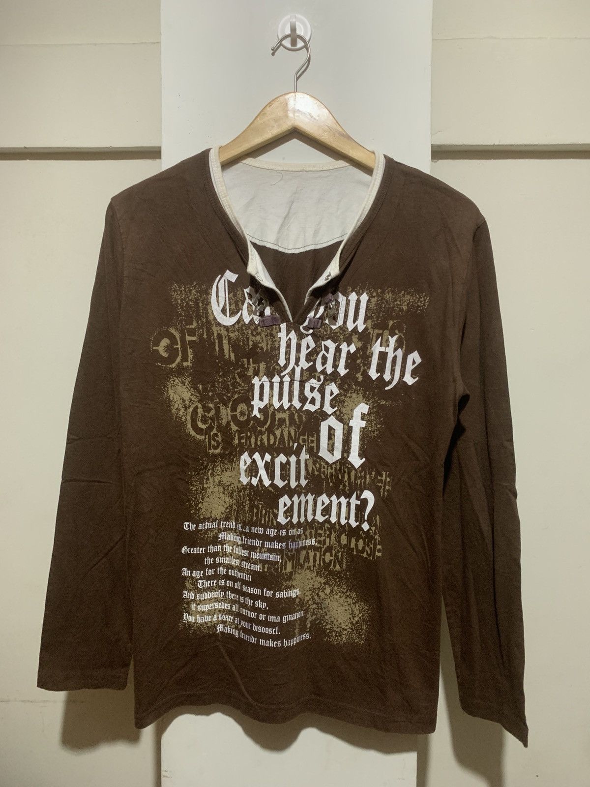 If Six Was Nine Japanese Poem LongSlevee Double Layer Raf Simons Style Tee Size US M / EU 48-50 / 2 - 1 Thumbnail