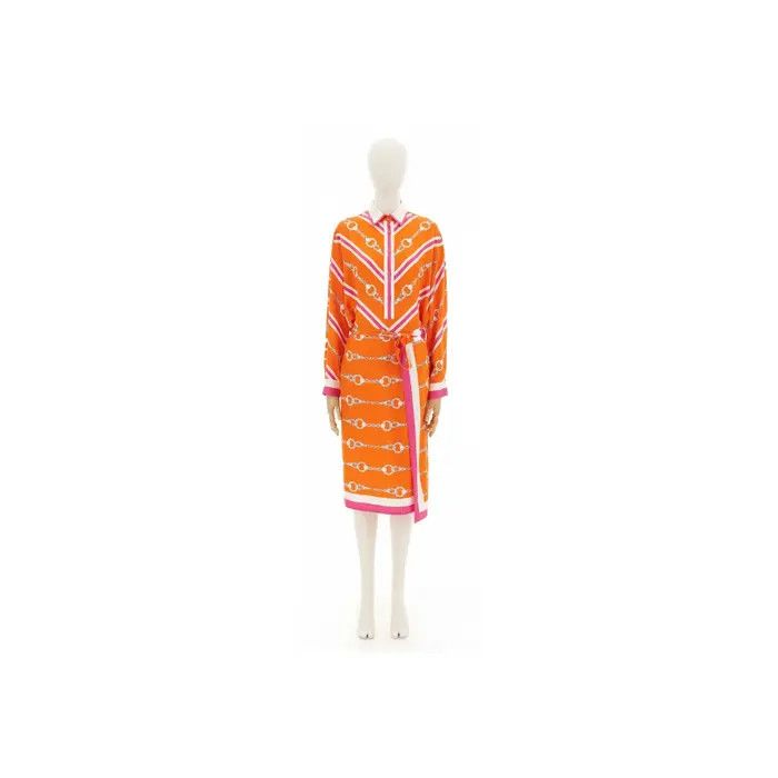 Gucci o1la5ras0526 Visc Light Horsebit Midi Dress in Multicolor Size L / US 10 / IT 46 - 1 Preview