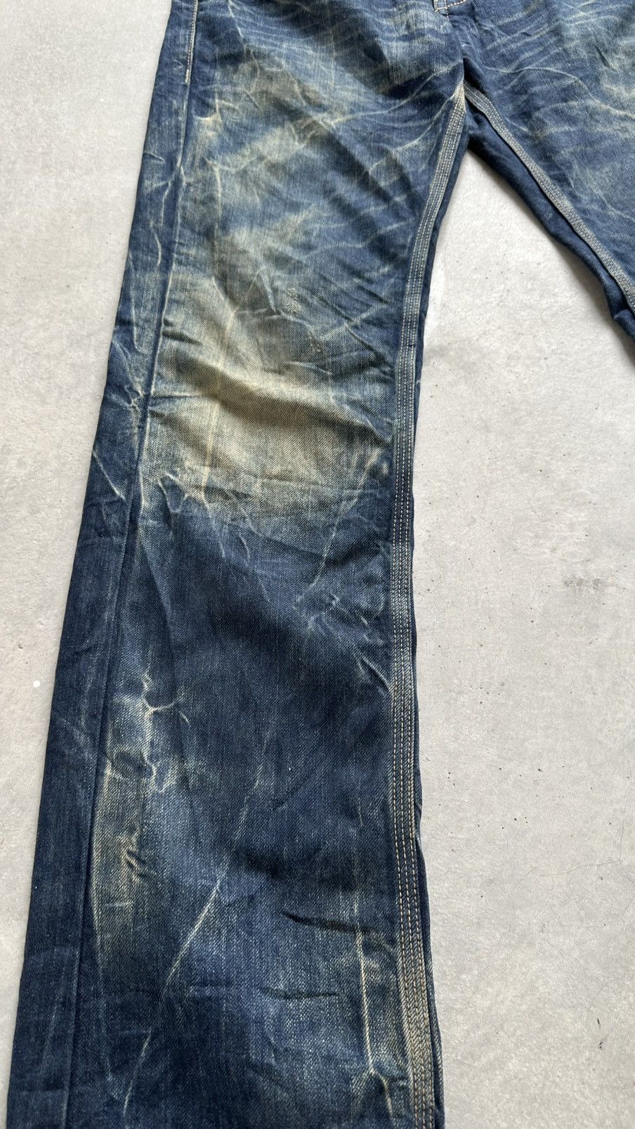 14th Addiction REDPEPPER FADING TATTOO LONG FLARED JEANS Size US 34 / EU 50 - 2 Thumbnail