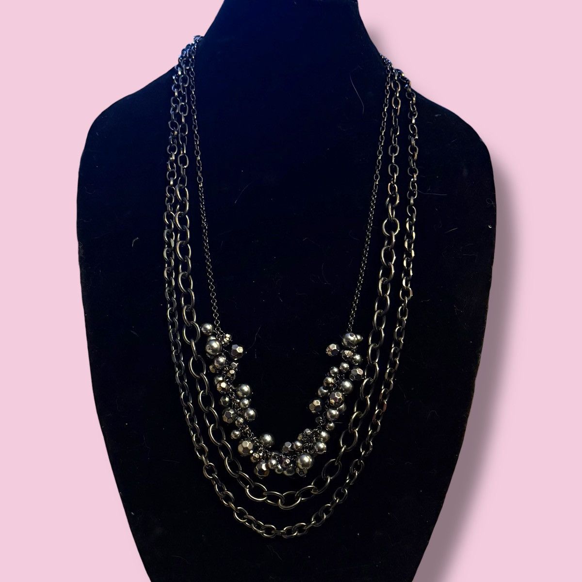 Other Long layered gunmetal cluster bead chain necklace Size ONE SIZE - 1 Thumbnail