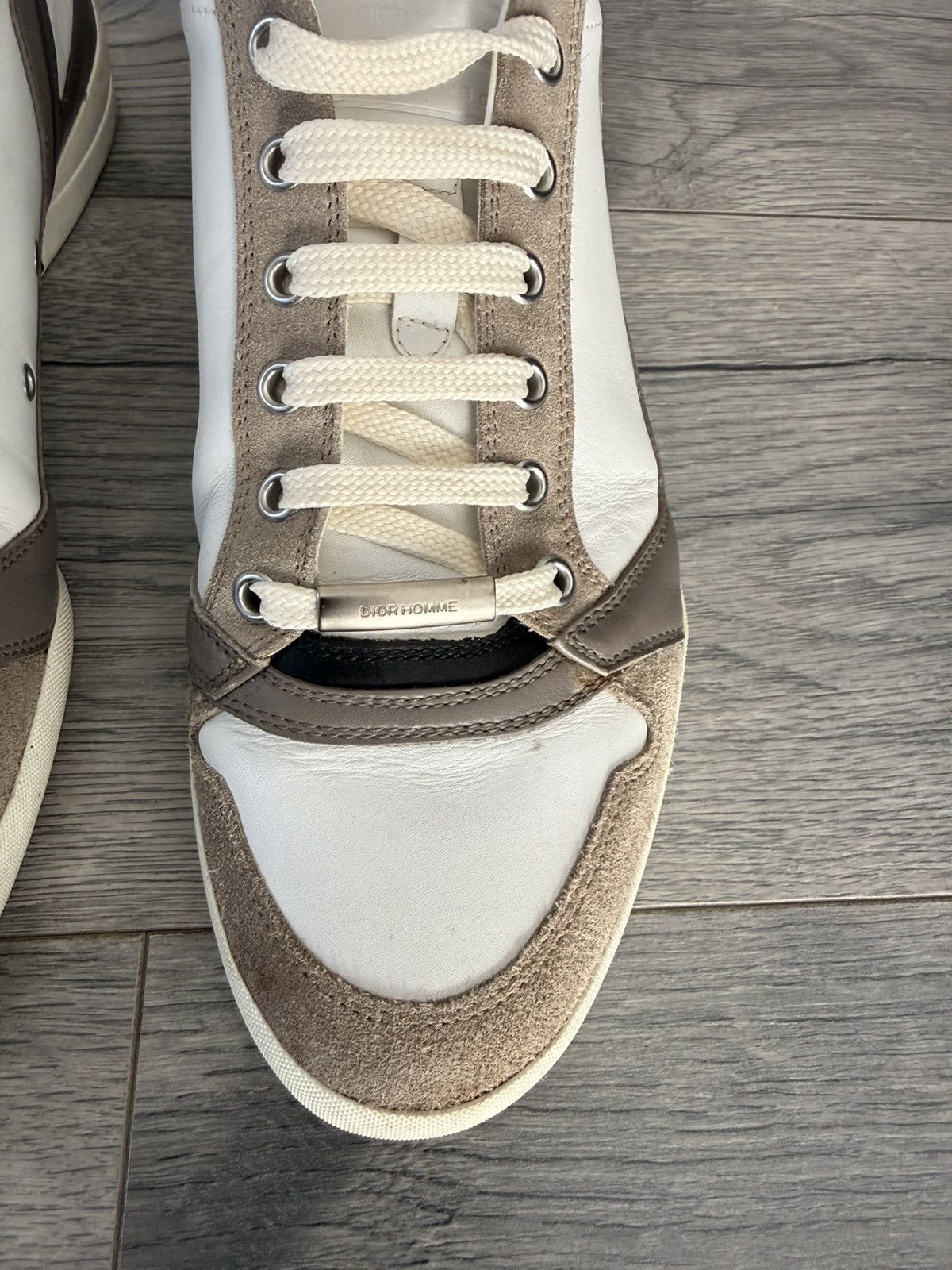 Dior White and Brown Leather Suede Low-Top Sneakers Size US 8 / EU 41 - 5 Thumbnail