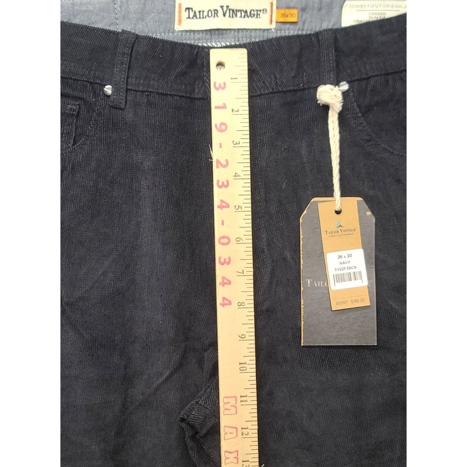 Vintage Tailor Vintage Canaan Slim Fit Pants Mens 36x30 Straight Leg Stretch Blue 5-Pocket Chino Trousers Holiday City Mens Size US 36 / EU 52 - 6 Thumbnail