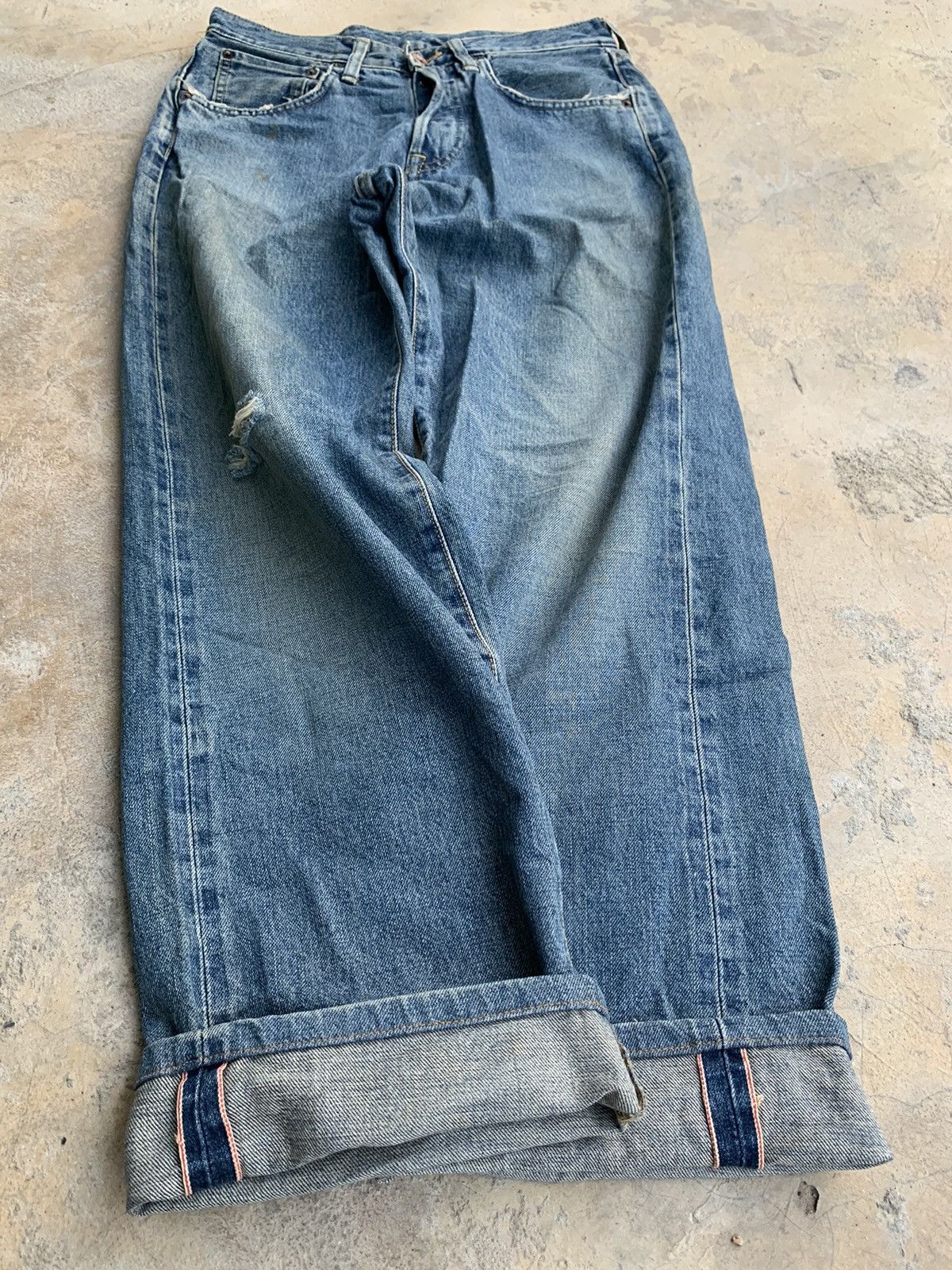 Edwin × Vintage Edwin 505X Selvedge distressed denim Size US 29 - 7 Thumbnail