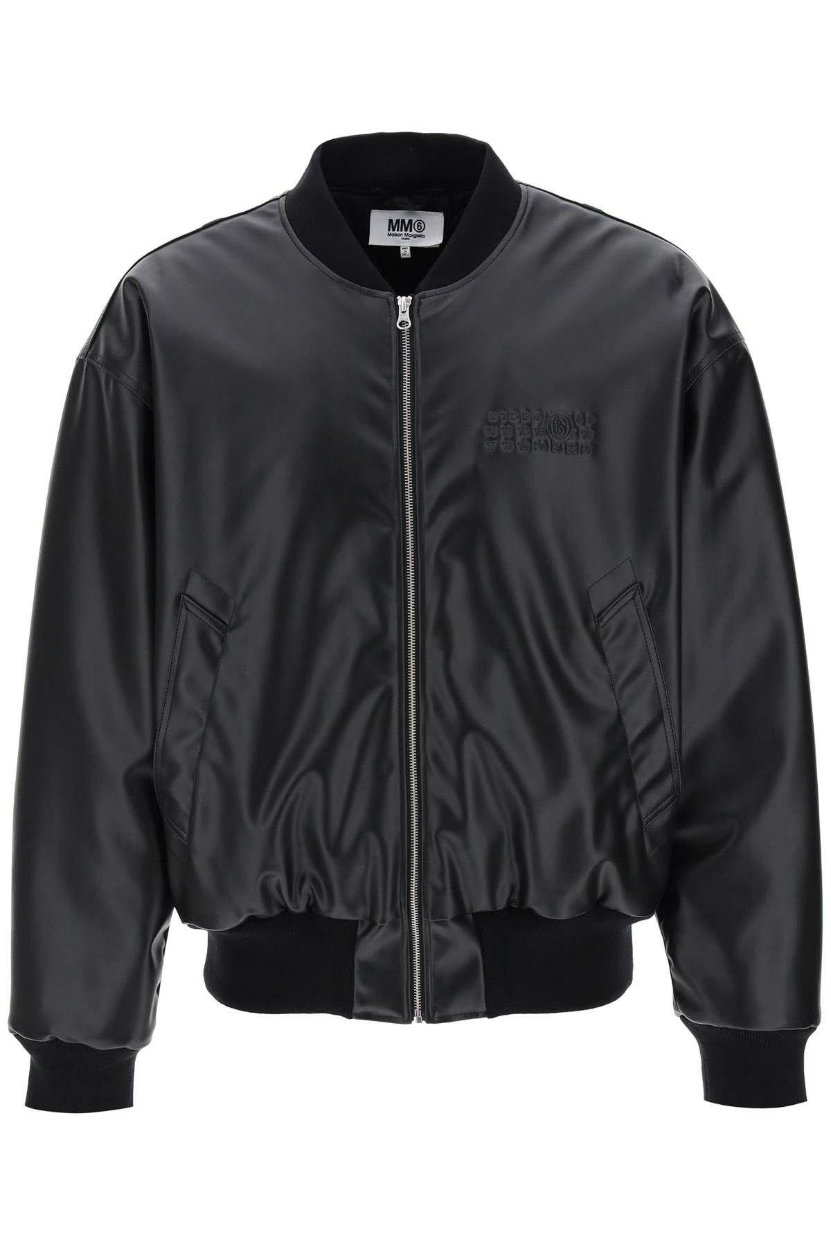 image of Mm6 Maison Margiela Faux Leather Bomber Jacket Size L For Men in Black