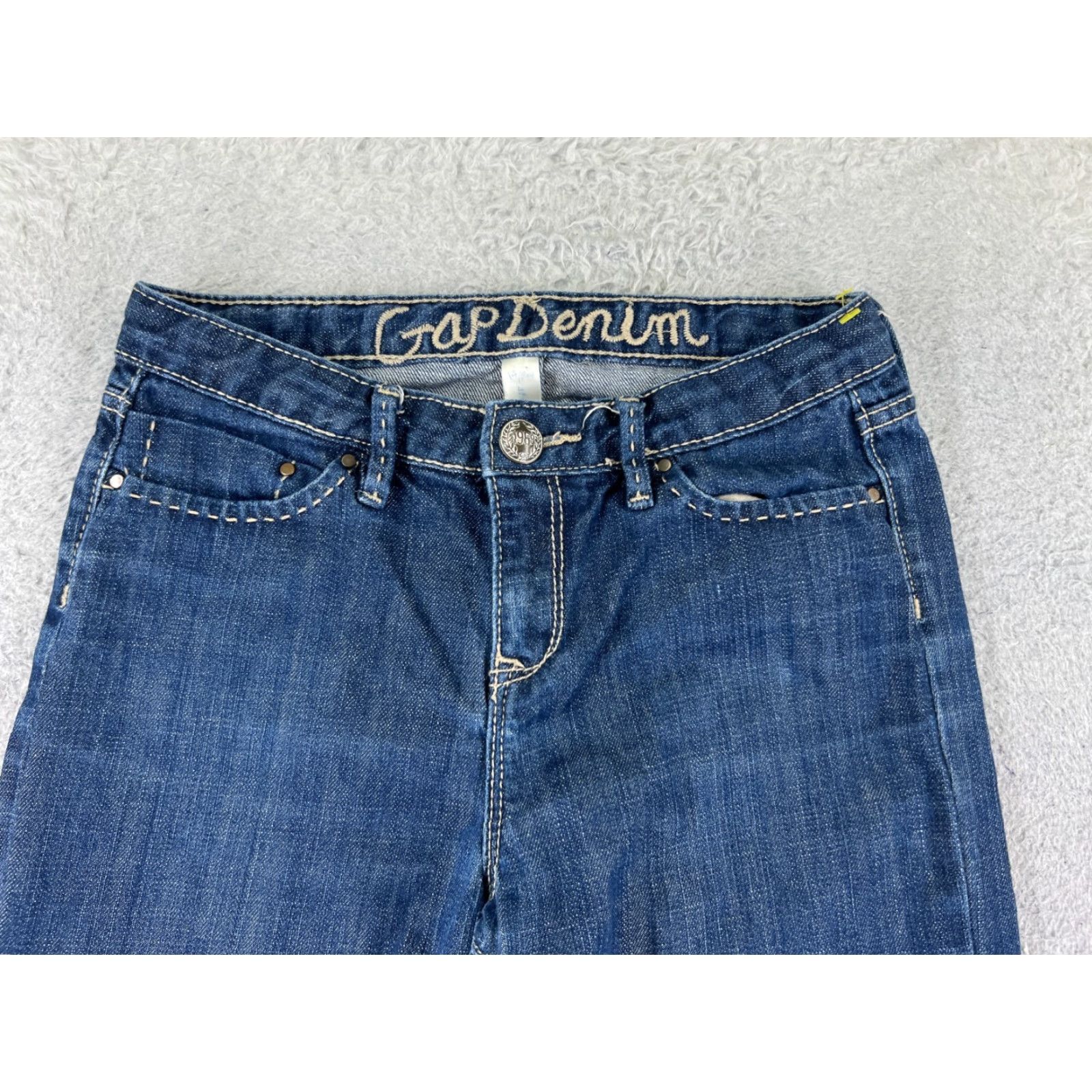 Gap GAP Jeans Womens 25 Blue Denim Straight Leg Cotton Blend Stretch 25x25 Vintage City 5-Pocket Womens Jeans Size 42" / US 20 - 4 Thumbnail