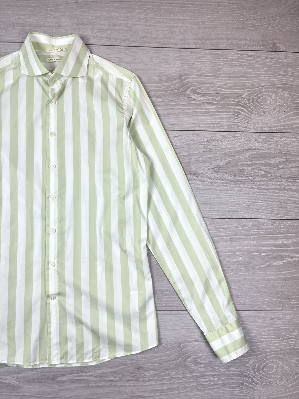 Suitsupply Suitsupply Cotton Lyocell Slim Striped Button Shirt Size US M / EU 48-50 / 2 - 3 Thumbnail