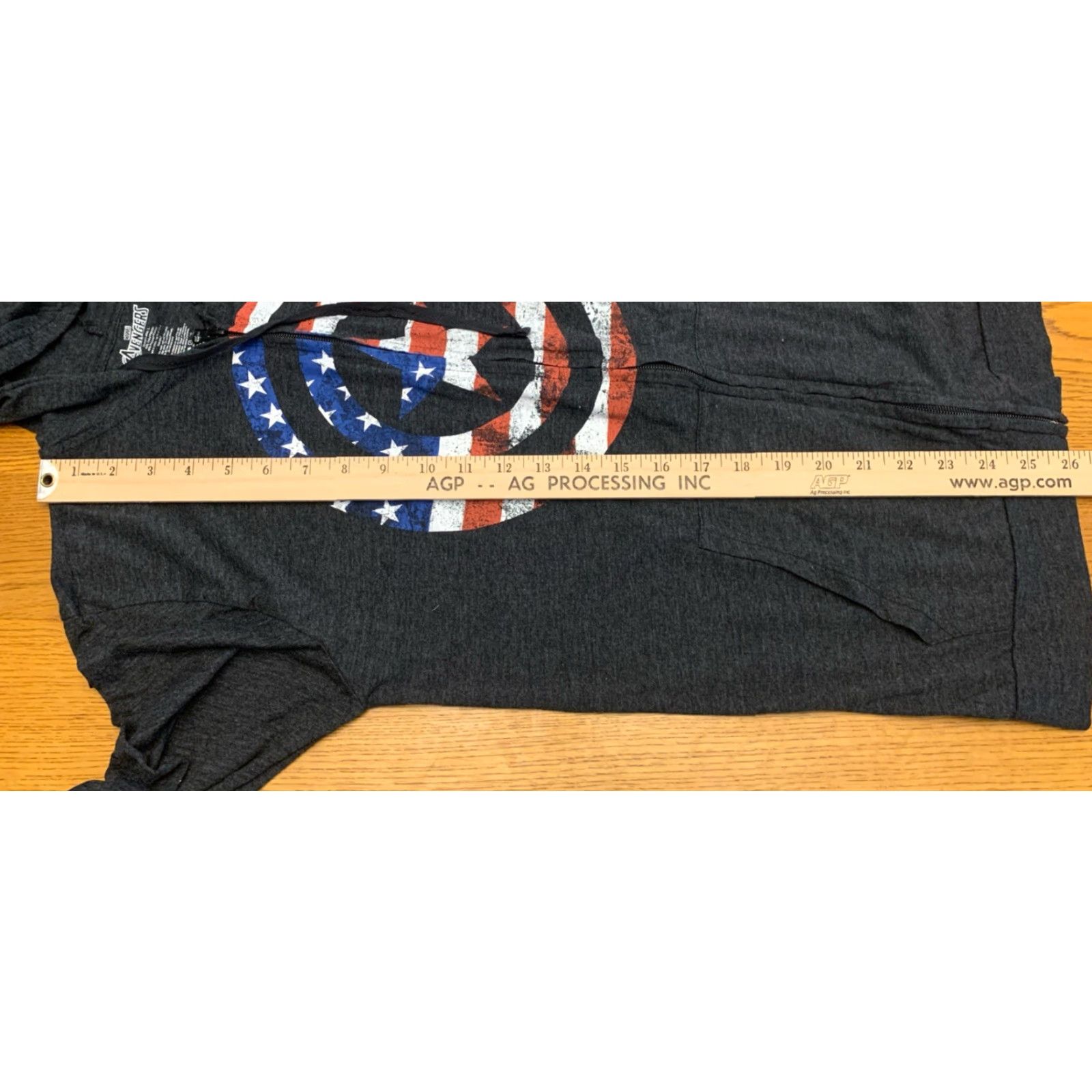 Vintage Marvel Captain America Hoodie Full Zip Sz Large Avengers Black pockets flag MK Size US L / EU 52-54 / 3 - 5 Thumbnail