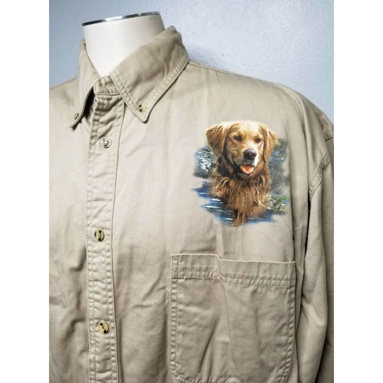 Vintage NCC Apparel Mens 2XL Khaki Buttondown Hunting Fishing LS Shirt Double Sided Size US XXL / EU 58 / 5 - 4 Thumbnail