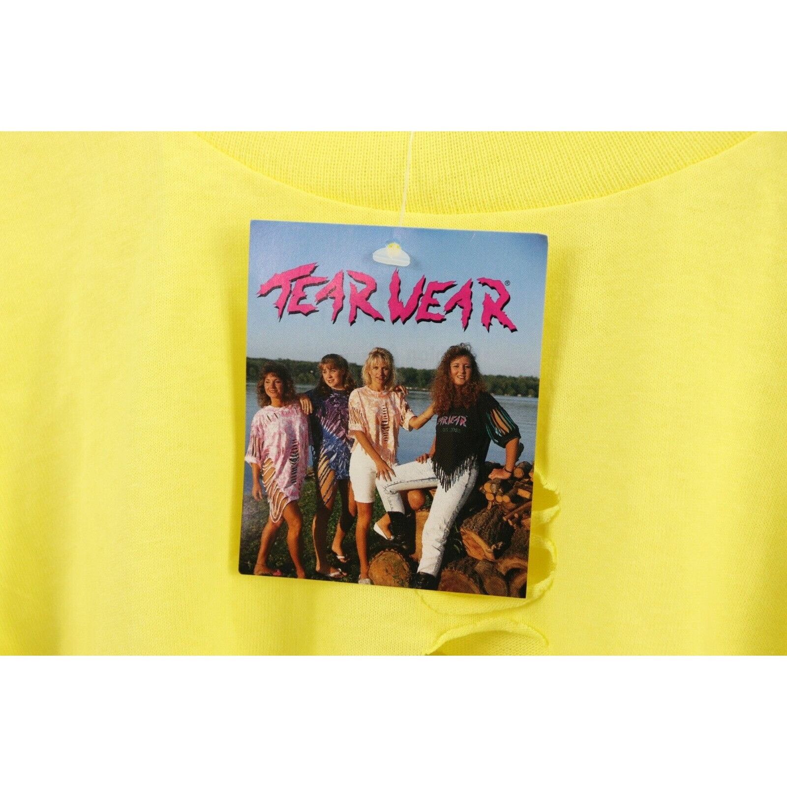 Vintage NOS Vintage 90s Streetwear Cut Fringed Crop Top T-Shirt Size US L / EU 52-54 / 3 - 6 Thumbnail