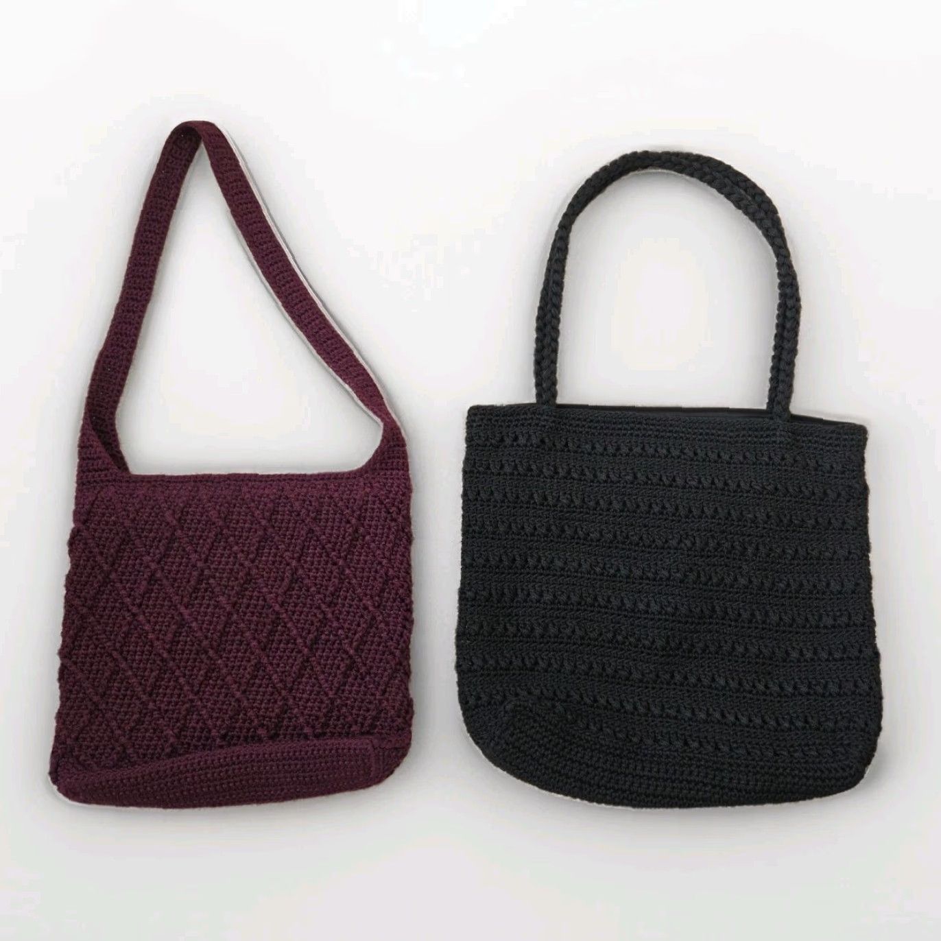 The Sak VINTAGE The Sak Red Black Crochet Bag Shoulder Crossbody Purse Satchel/Top Handle Bag Women Small Red Paris Classic 12x25 14x25 Size ONE SIZE - 2 Thumbnail