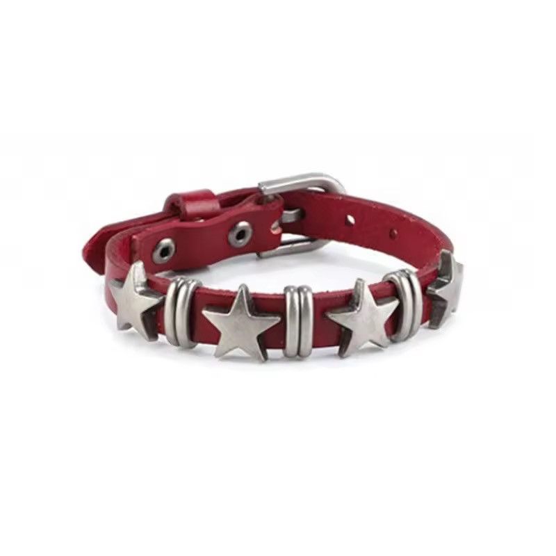 Japanese Brand Vintage Star Leather Watchband Bracelet Size ONE SIZE - 4 Thumbnail