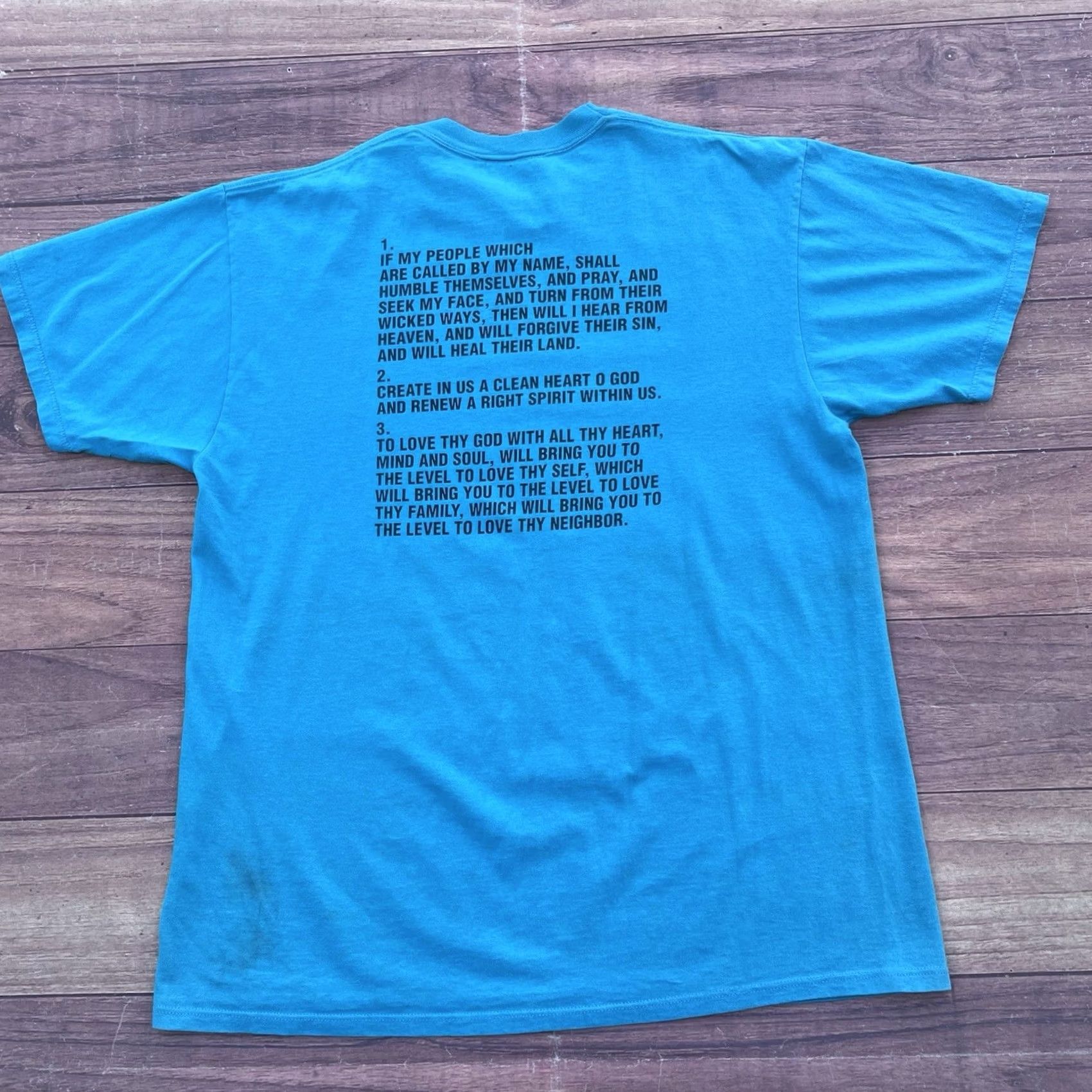 Doublet VINTAGE Jesus Tee Teal Shirt XL Double Sided Mens Crew Neck Short Sleeve Shirt 90s Love Pray Jesus Graphic Shirt Teral Green Size US XL / EU 56 / 4 - 6 Thumbnail