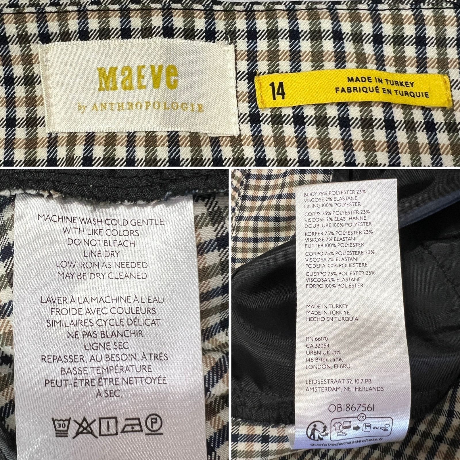 Anthropologie Anthropologie Maeve Gingham Kick Flare Pants Brown Size 14 Size 36" / US 14 / IT 50 - 3 Thumbnail