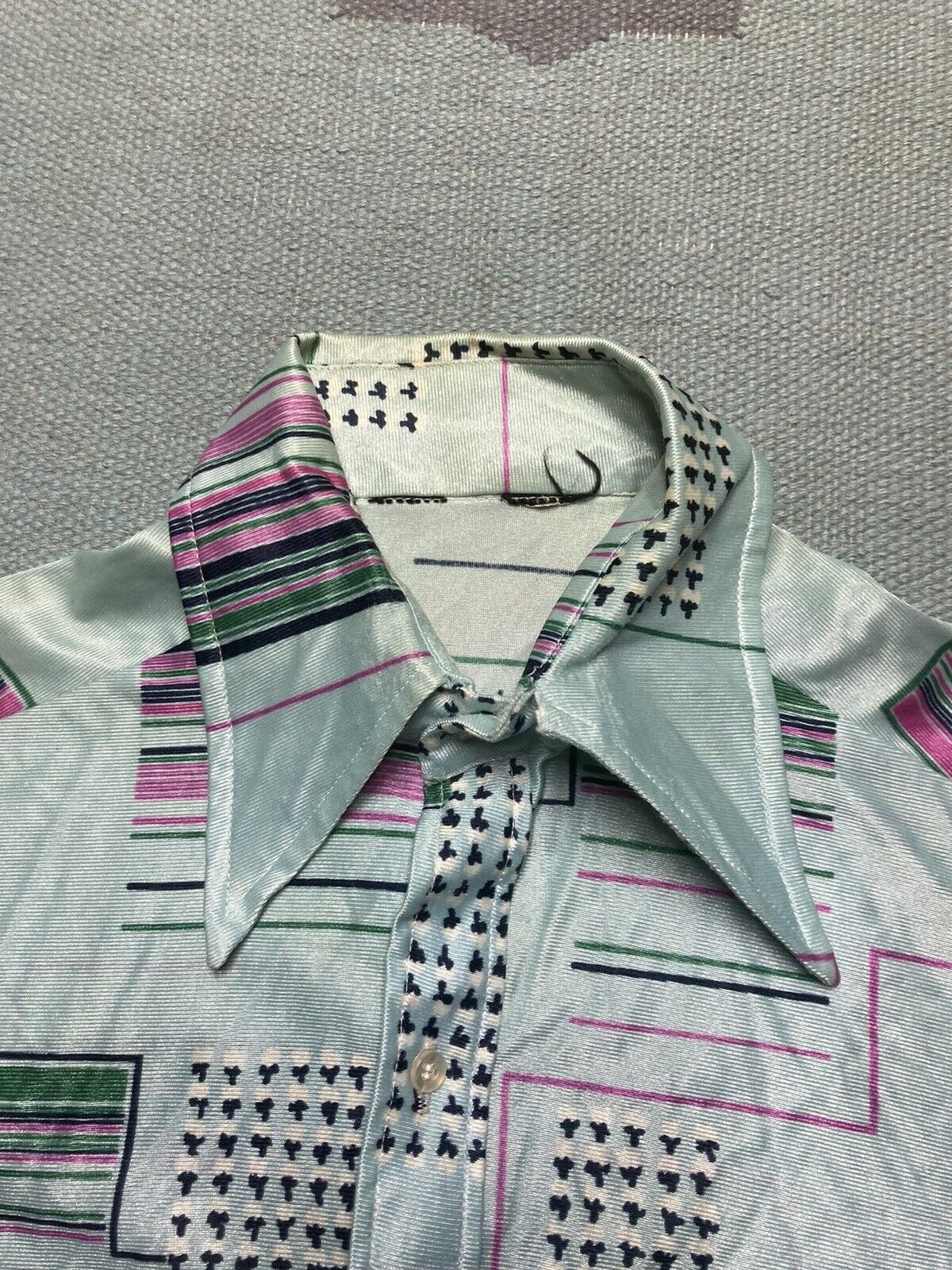 Vintage 70s disco shirt dagger collar psychedelic pattern mod small Size US S / EU 44-46 / 1 - 6 Thumbnail