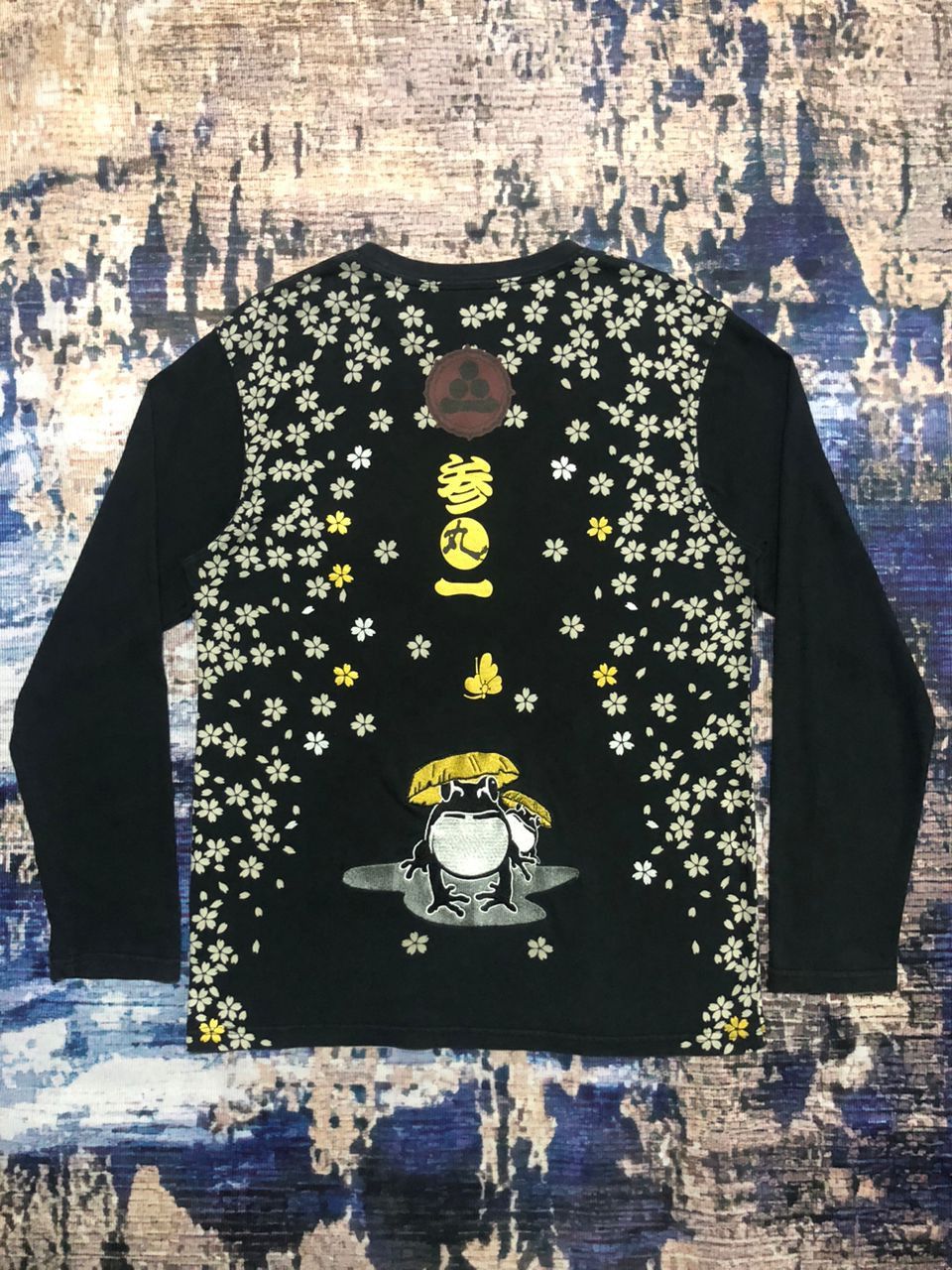 Japanese Brand Sanmaruichi Art Print Flowers Embroidery Frog Design Sukajan Size US M / EU 48-50 / 2 - 1 Thumbnail