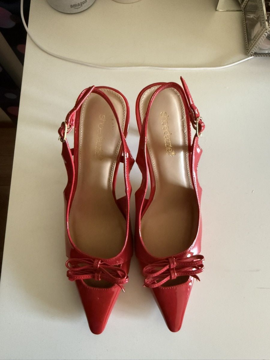 Other Vintage Red Leather Slingback Heels Size US 9 / IT 39 - 4 Thumbnail