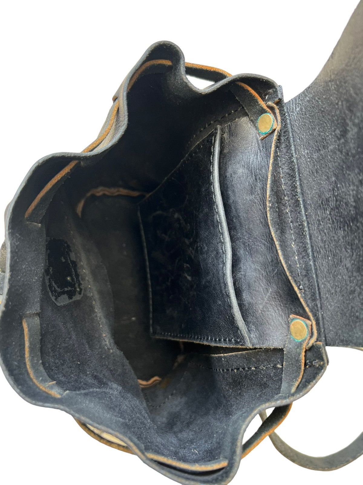Leather Vintage HERZ Japan Patina Black Leather Mini Backpack Size ONE SIZE - 21 Thumbnail