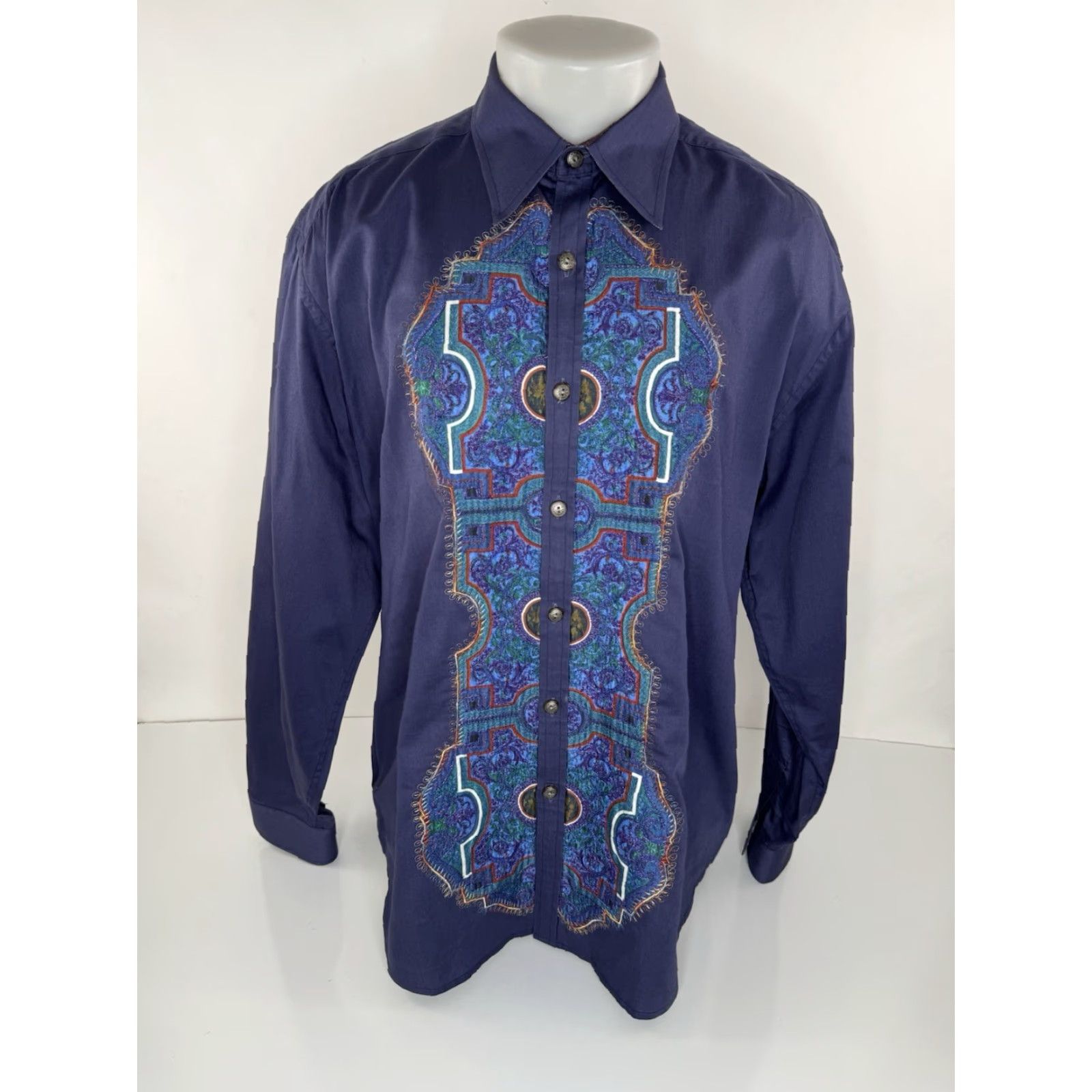 Robert Graham Robert Graham Baroque Paisley Embroidered Bib Mens 2XL Shirt Long Sleeve Button-Up Purple-Blue EXCELLENT Mens Shirts 2XL Embroidered Paisley Baroque Size US XXL / EU 58 / 5 - 2 Thumbnail