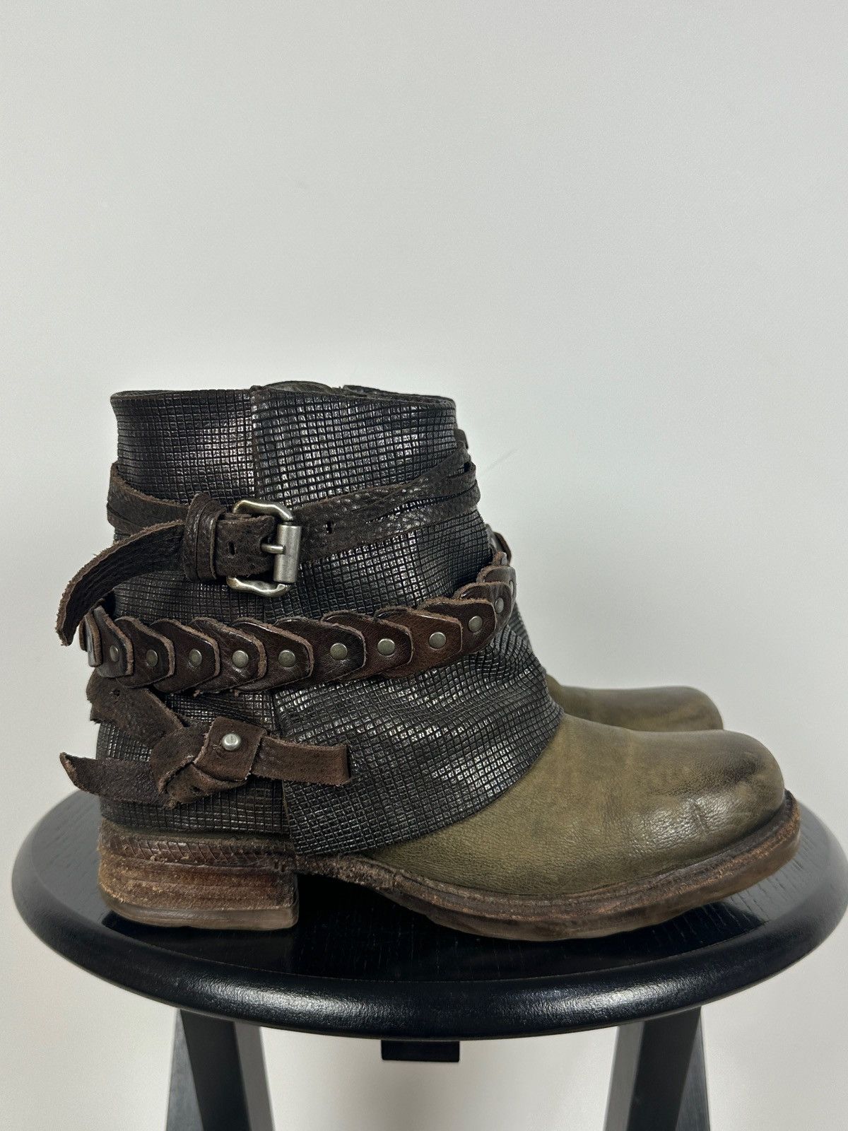 A.S.98 A.S.98. Airstep Leather Biker Ankle Studded Strap Boots Size US 6 / IT 36 - 2 Thumbnail