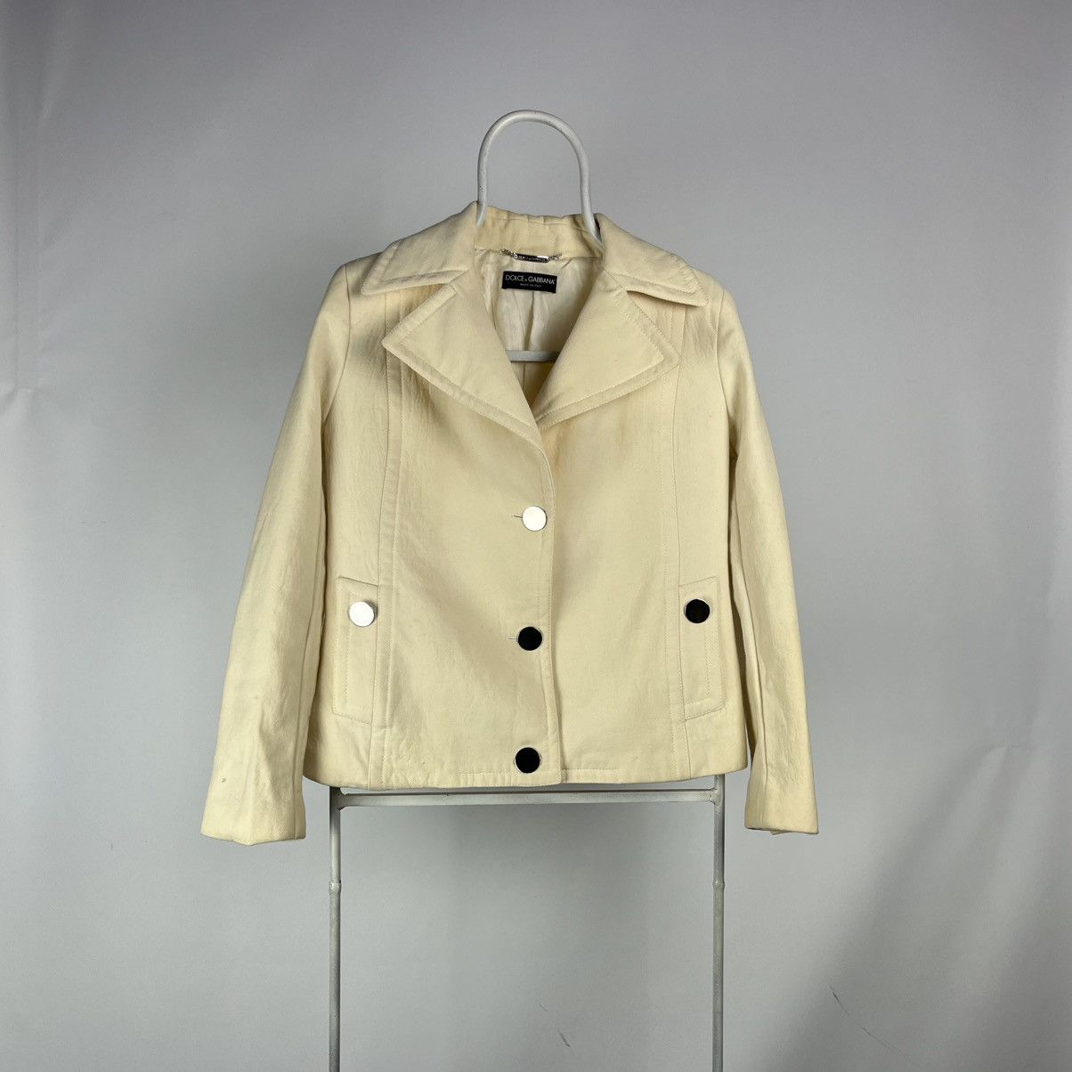 Dolce & Gabbana Dolce Gabbana Cream Wool coat jacket size 46 Size L / US 10 / IT 46 - 1 Thumbnail