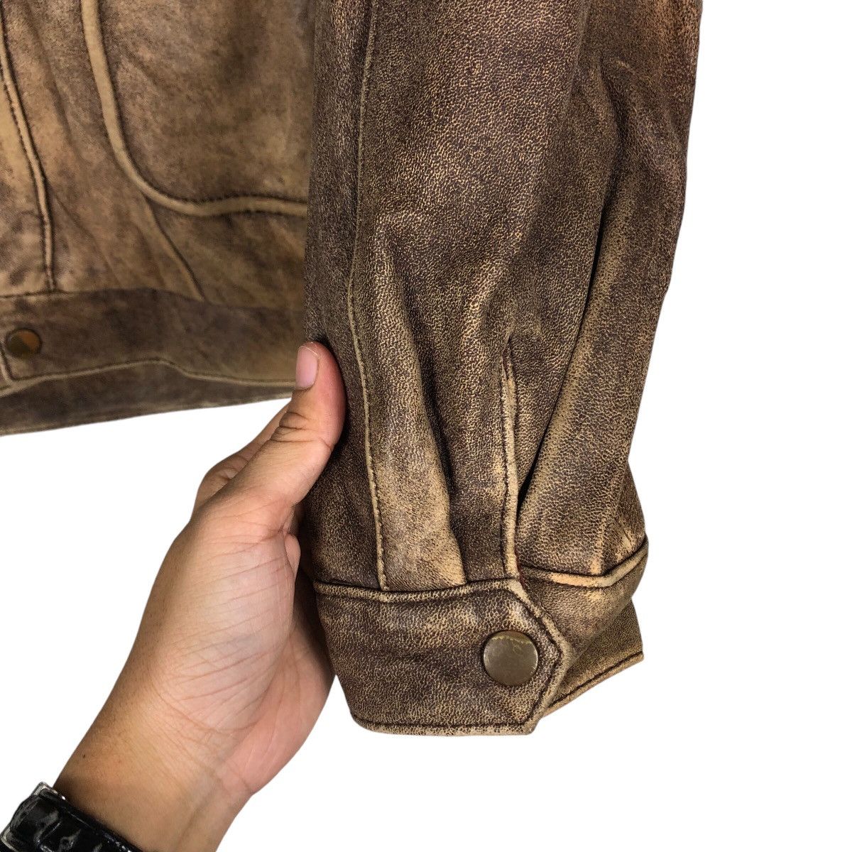 Japanese Brand 📌Vintage Bomber Leather Jacket Mink Fur Shearling Collar Size US M / EU 48-50 / 2 - 16 Thumbnail