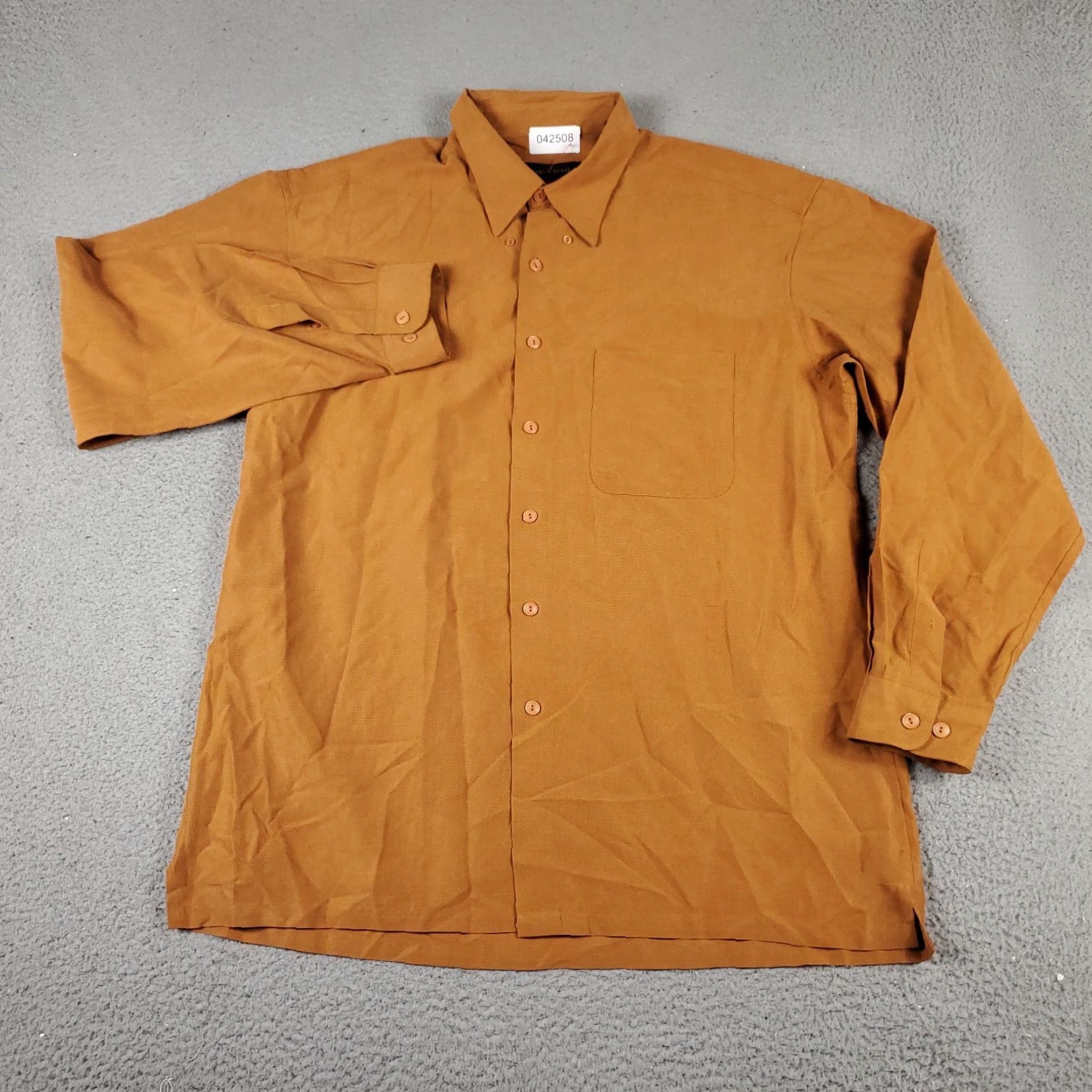BUGATCHI Bugatchi Uomo Shirt Mens Large Orange Casual Button Up Long Sleeve Size US L / EU 52-54 / 3 - 2 Thumbnail
