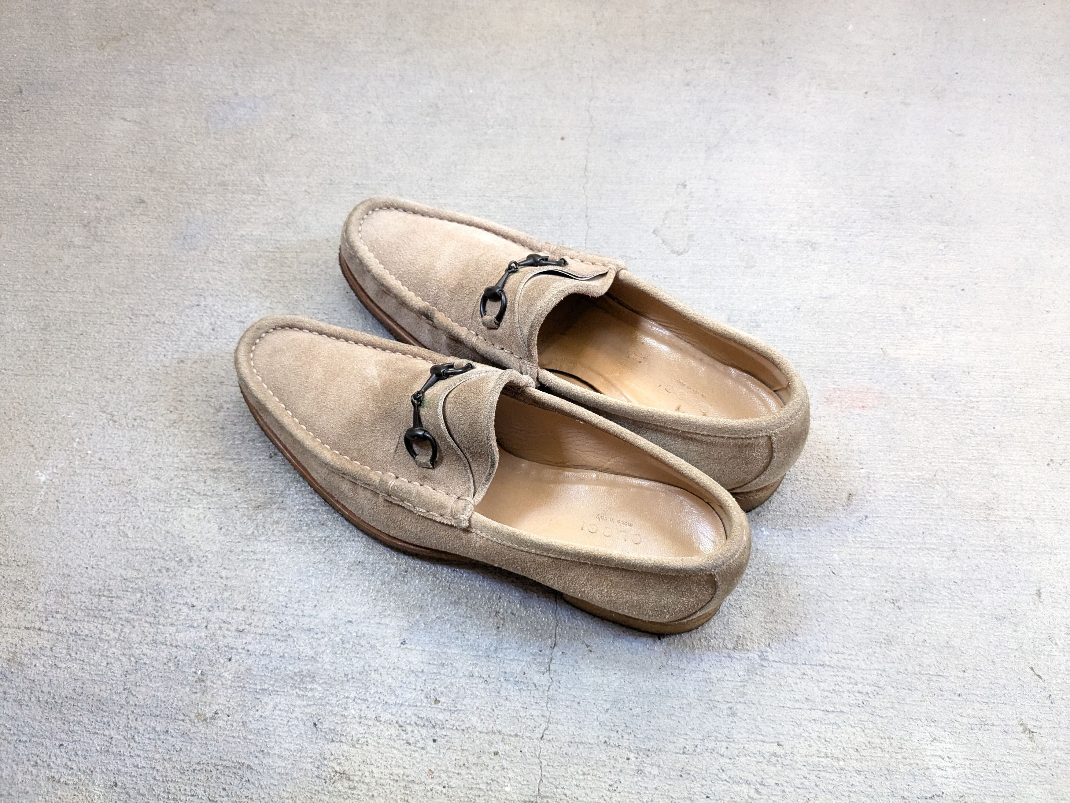 Gucci Women Gucci Horsebit Loafers Beige Suede 10 B Leather Crepe Size US 10 / IT 40 - 11 Thumbnail