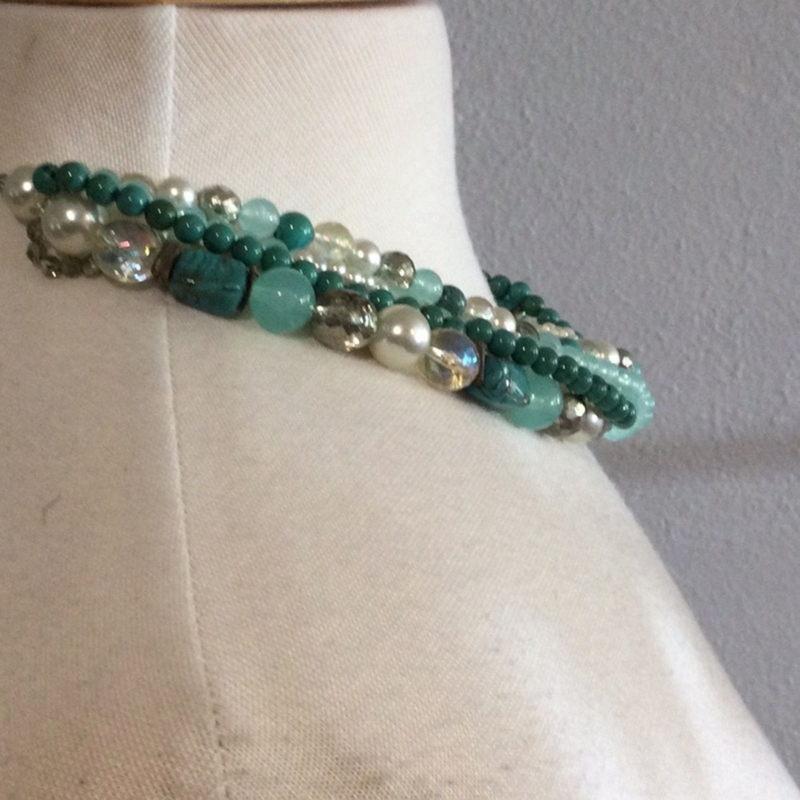 Other Multi-strand Turquoise, Clear, Blue and Silver Bead Necklace Size ONE SIZE - 7 Thumbnail