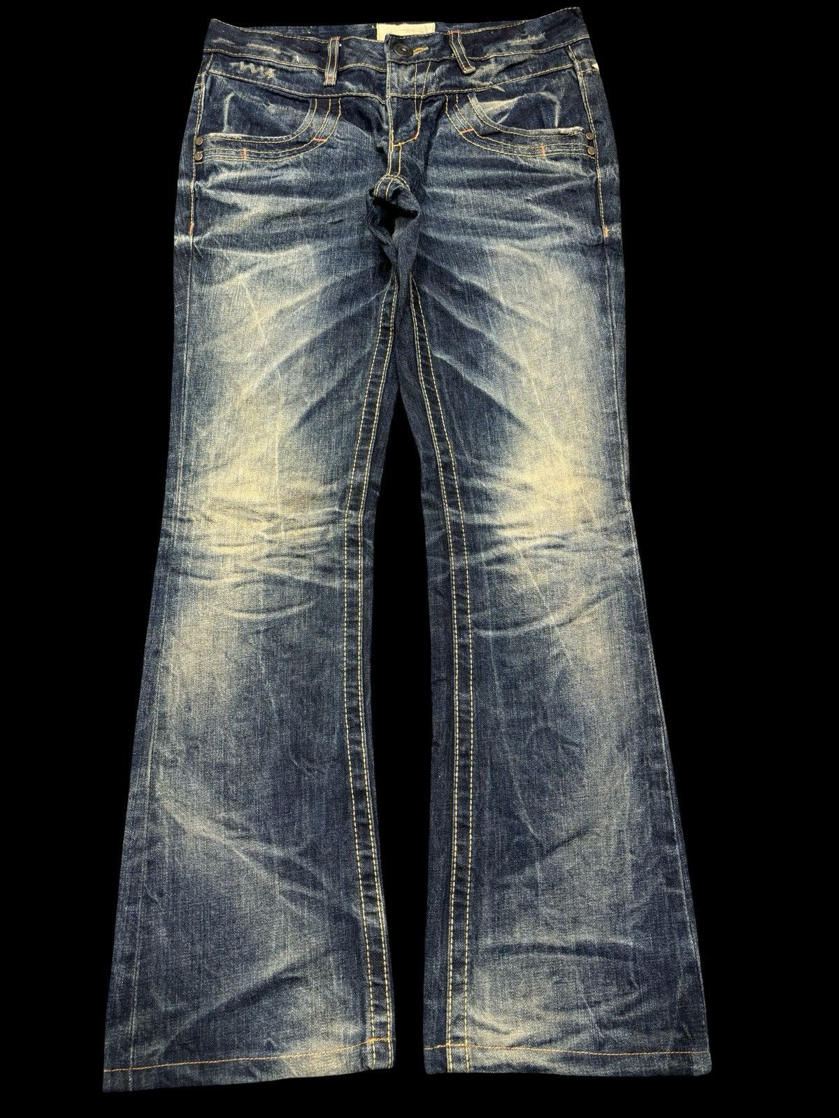 💥Flare💥Lolita Mud Stone Wash Style Flare Spiky Denim F648