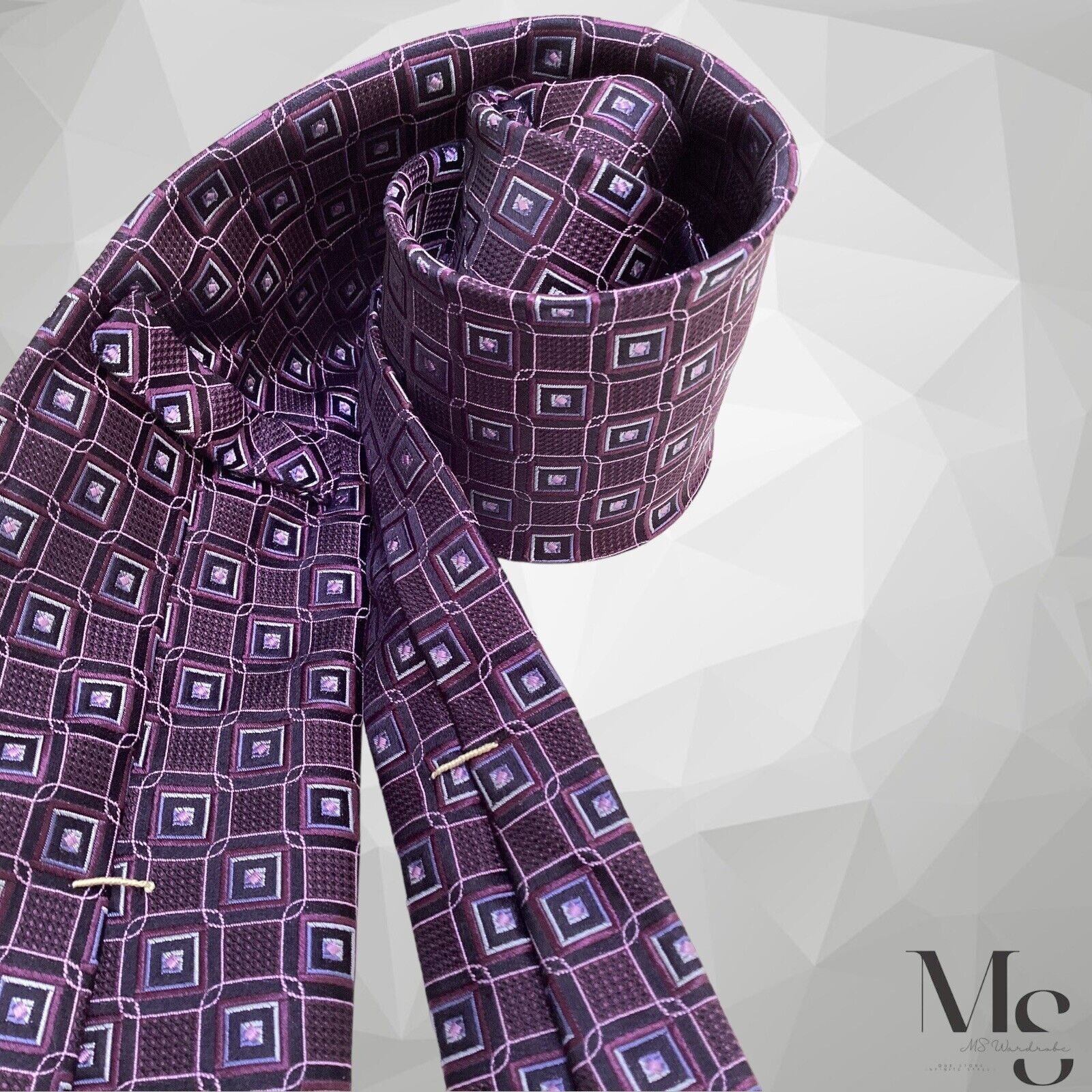 Other JOHN W. NORDSTROM Purple Geometric Silk Tie Made In USA : Size ONE SIZE - 4 Thumbnail