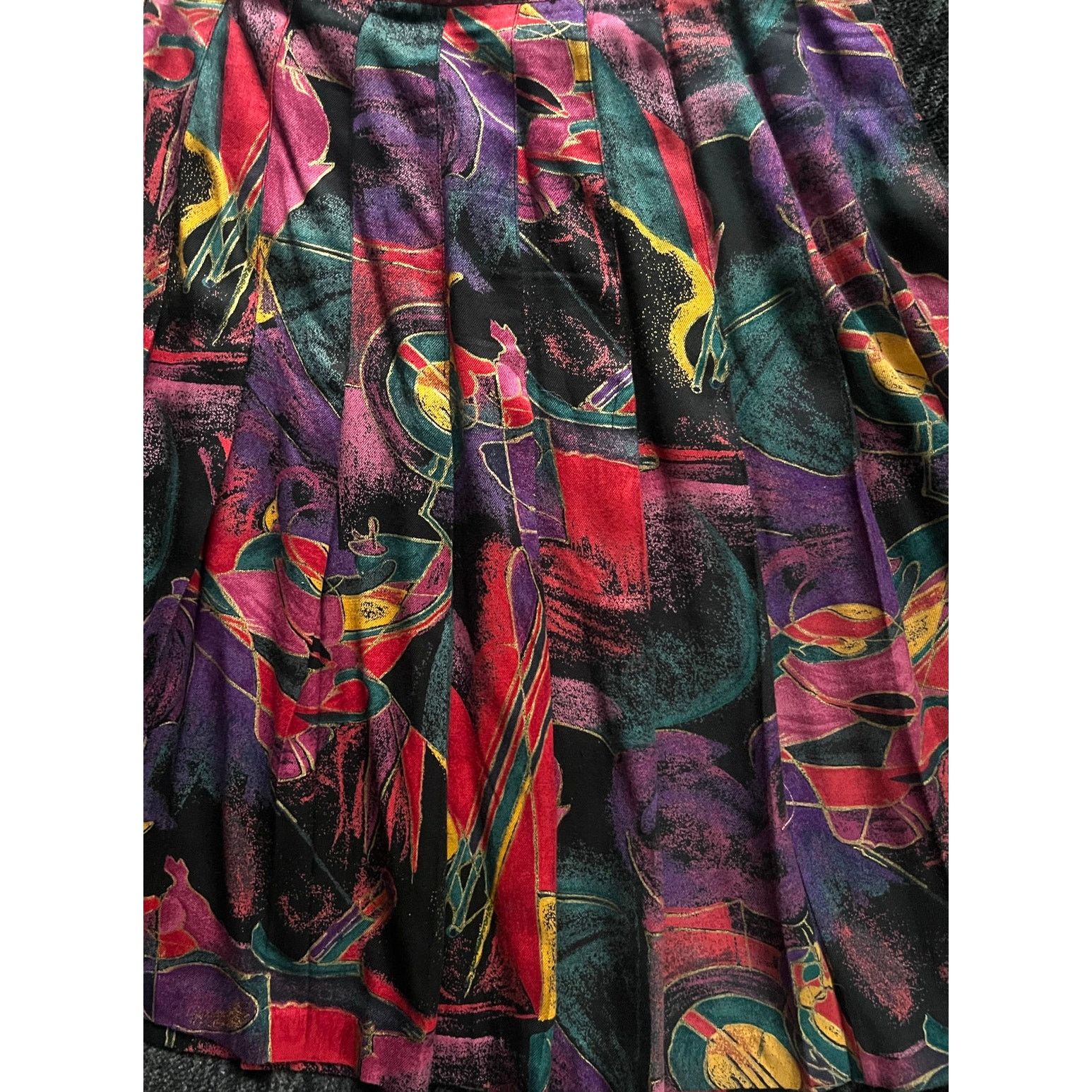 Vintage Vtg 90s Michael Taylor Purple Black Gold Midi Skirt Small Size 30" / US 8 / IT 44 - 3 Thumbnail