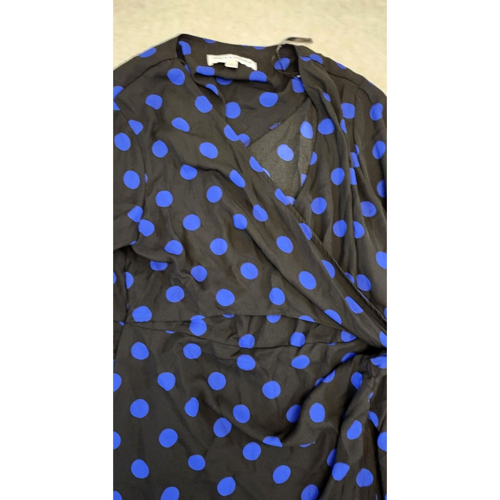 Vintage Emma & Michele Dress Womens XL Black Blue Polka Dot Wrap Long Sleeve Style Size XL / US 12-14 / IT 48-50 - 4 Thumbnail