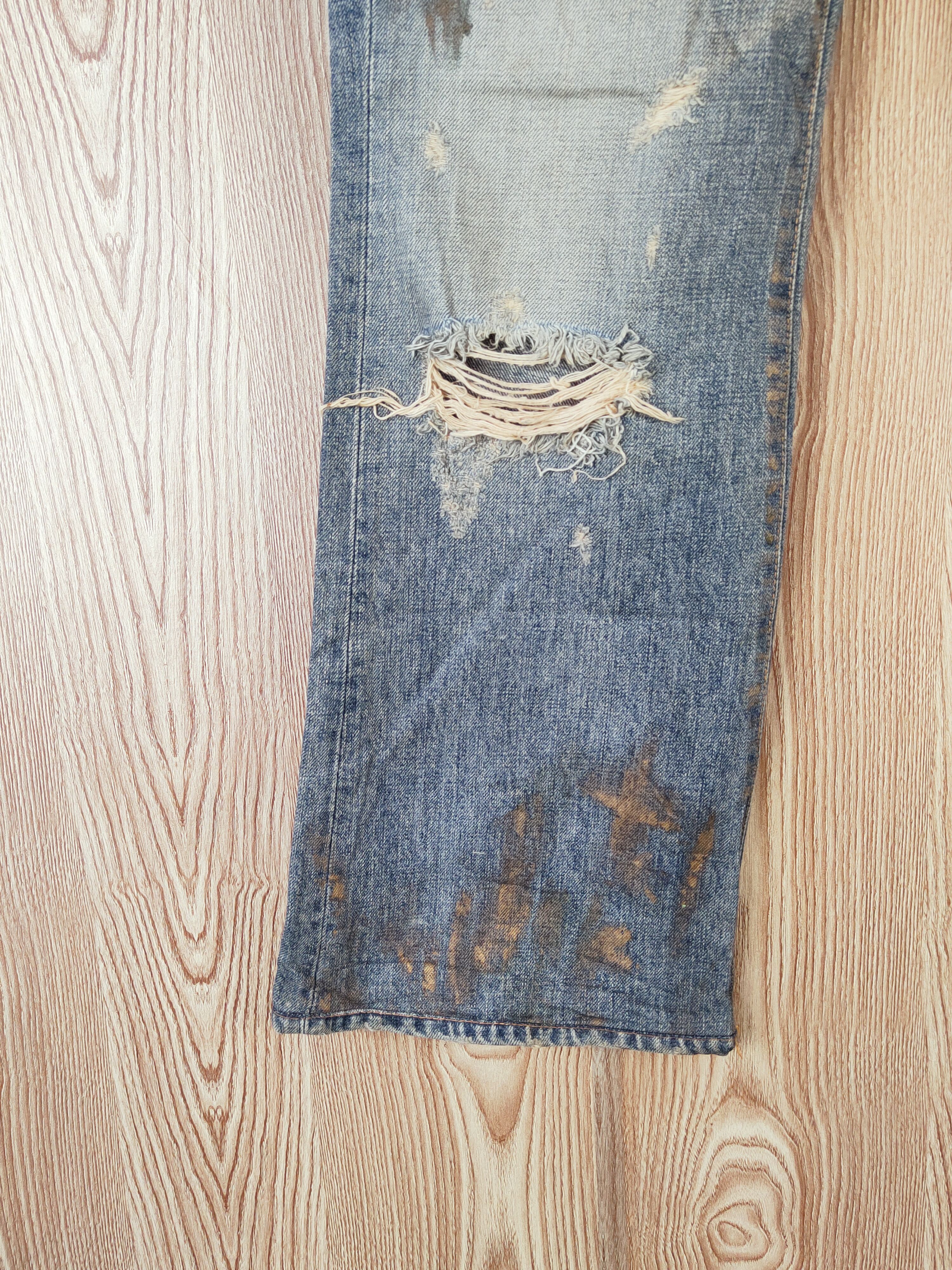 Japanese Brand Blue Way Dark Blue Faded Distressed Ripped Jeans #W784 Size US 32 / EU 48 - 4 Thumbnail