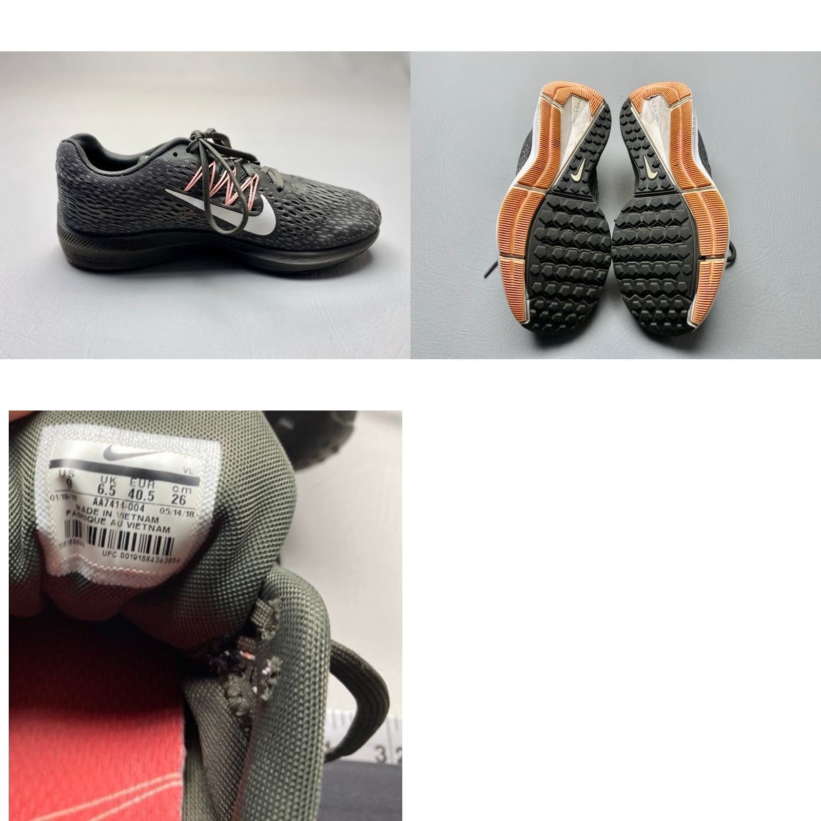 Nike VINTAGE Nike Zoom Winflo 5 AA7414-004 Womens SIZE 9 Gray Pink Athletic Lace-Ups 1500 Size US 9 / IT 39 - 8 Thumbnail