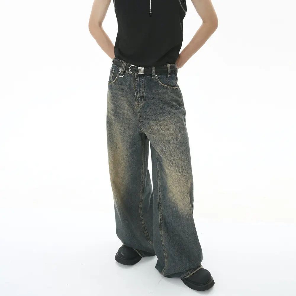 Japanese Brand × Jean Vintage Distressed Loose Wide Leg Mopping Jeans Size US 30 / EU 46 - 1 Thumbnail