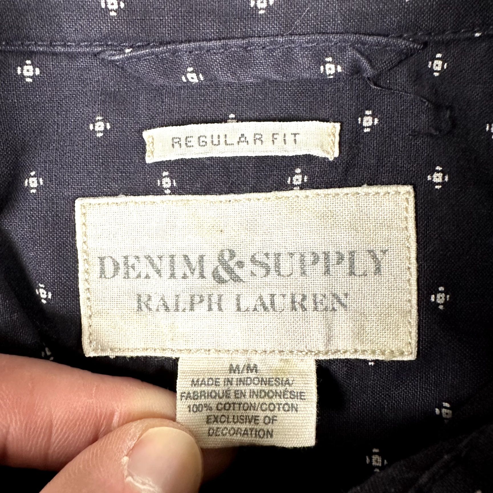 Vintage Denim & Supply Shirt Men's M Blue Geometric Knit Regular Button-Up Size US M / EU 48-50 / 2 - 5 Thumbnail