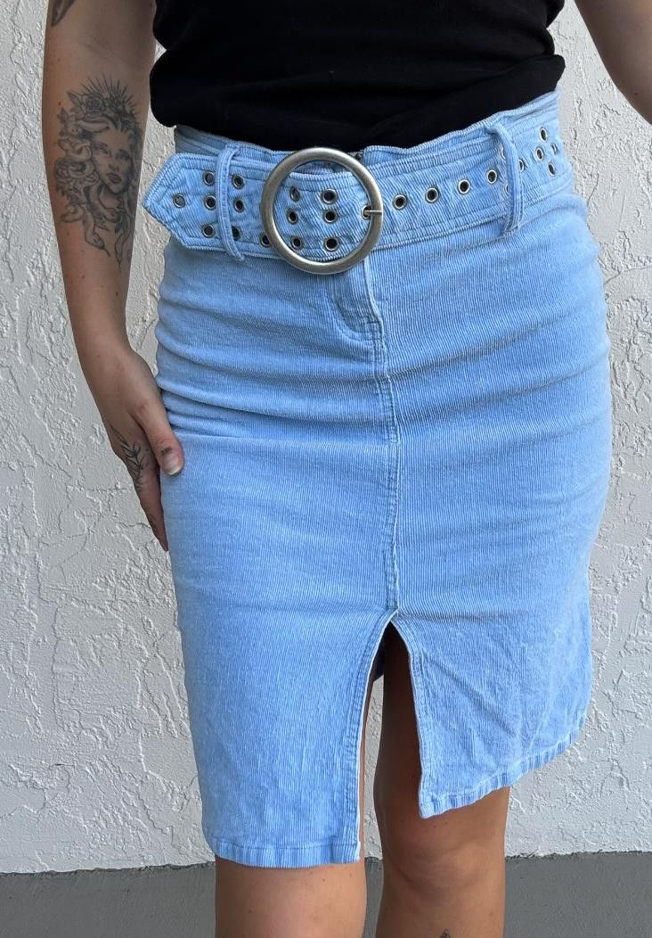Designer R4R Baby Blue Pencil Skirt Size 7 Size 30" / US 8 / IT 44 - 1 Thumbnail