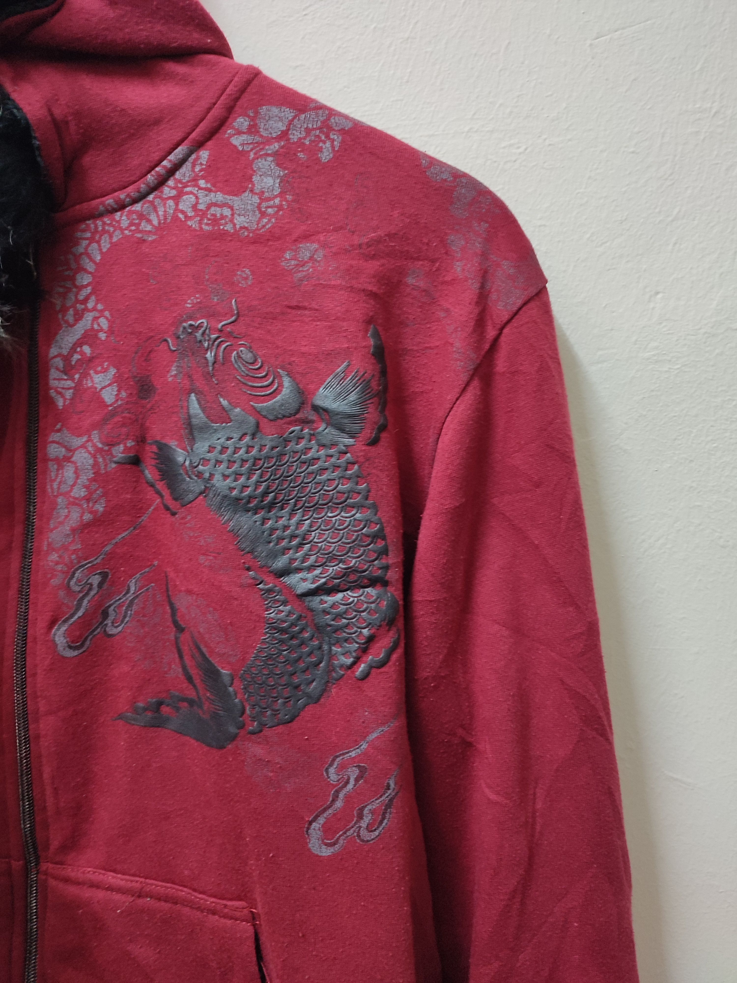 Japanese Brand Fur Sukajan Fish Koi Zip Up Hoodies Size US XL / EU 56 / 4 - 5 Thumbnail