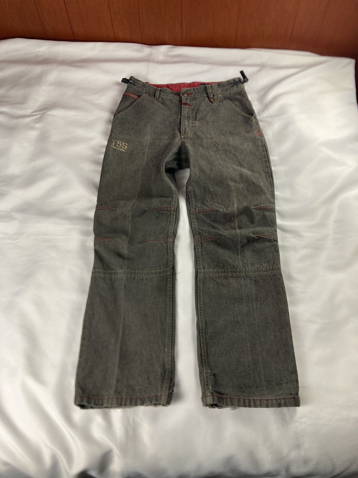 image of Triple 5 Soul 555 Baggy Denim Jeans Adjustable Waist in Black, Men's (Size 32)