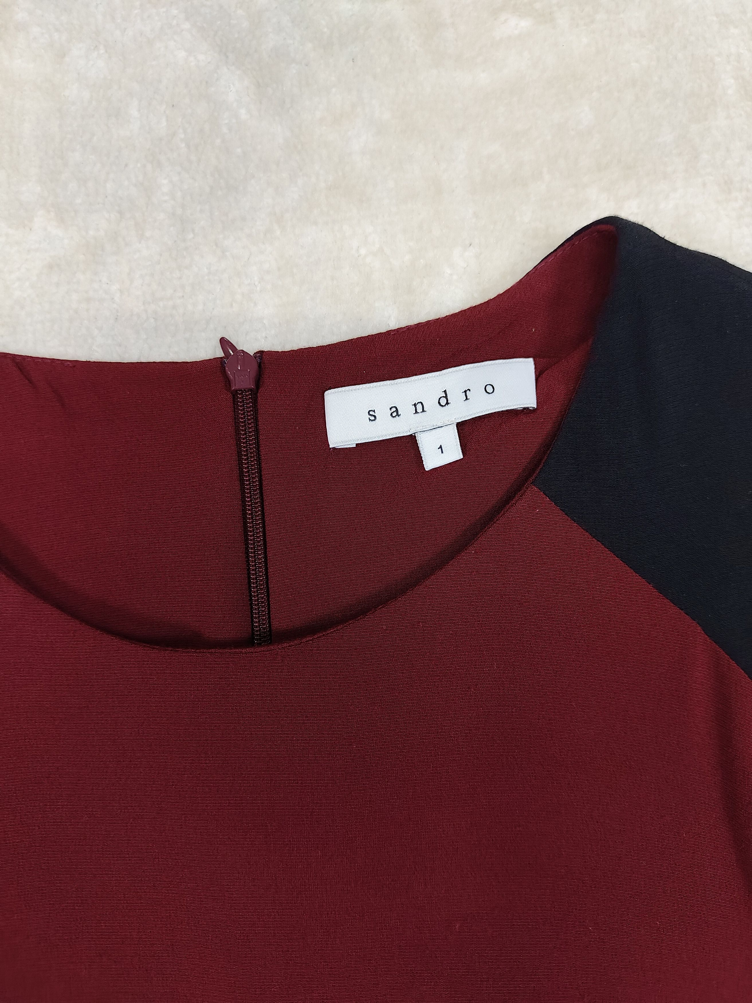 Sandro SANDRO 🇫🇷 Burgundy Black Viscose Minimalism Panel Dress Size M / US 6-8 / IT 42-44 - 6 Thumbnail