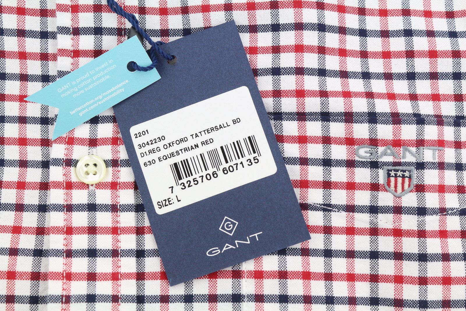 Gant OXFORD TATTERSALL L Equestrian Red Button-Down 87494 Size US L / EU 52-54 / 3 - 7 Thumbnail