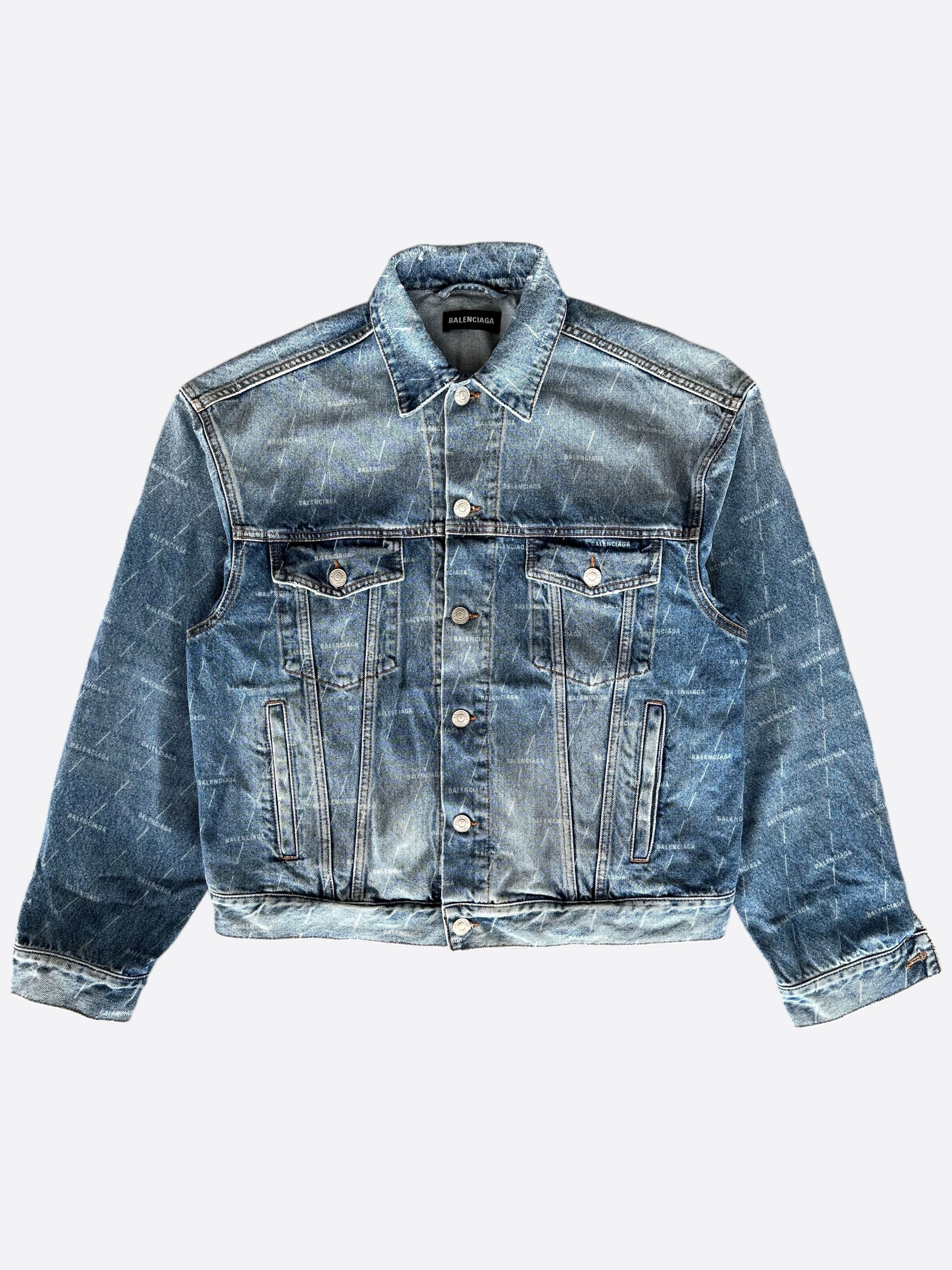 Balenciaga Balenciaga Blue & White All Over Print Denim Jacket Size US M / EU 48-50 / 2 - 1 Thumbnail